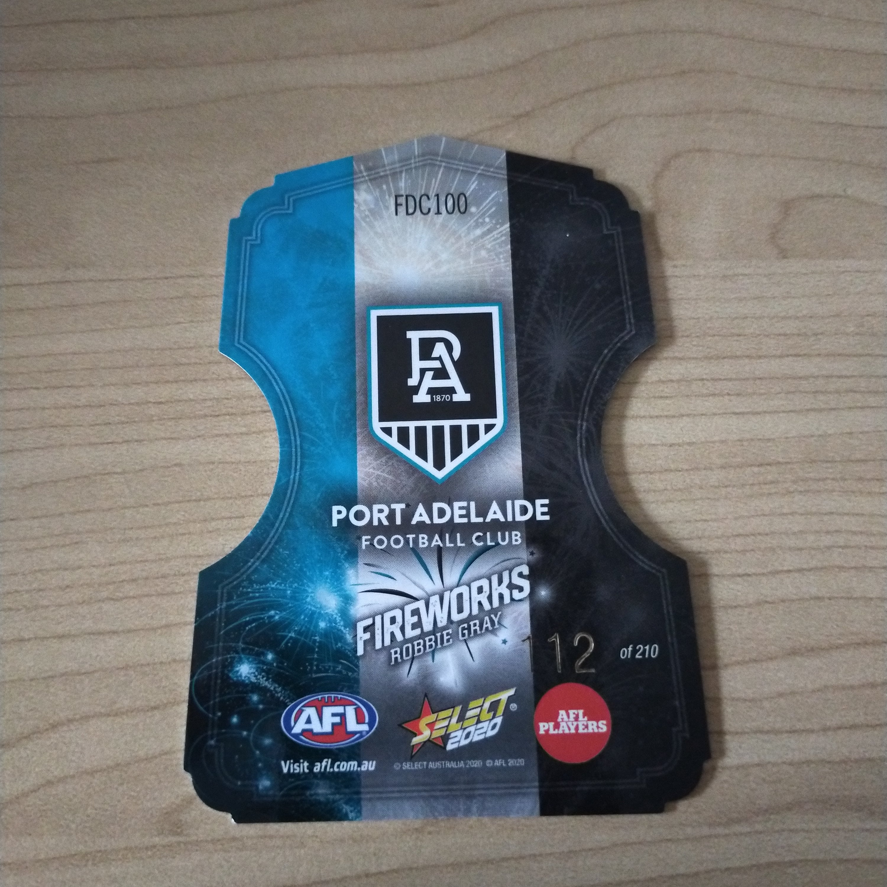 2020 Select Footy Stars Fireworks Robbie Gray Port Adelaide No. 112/210 - Image 2