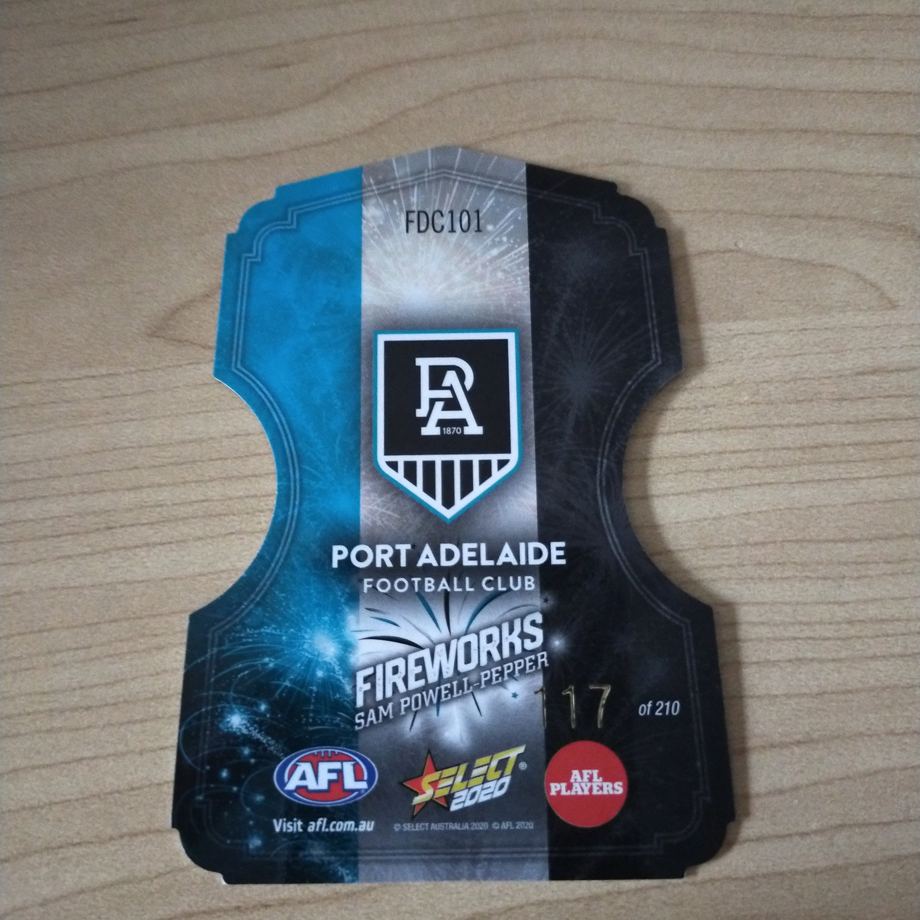 2020 Select Footy Stars Fireworks Sam Powell-Pepper Port Adelaide No. 117/210 - Image 2