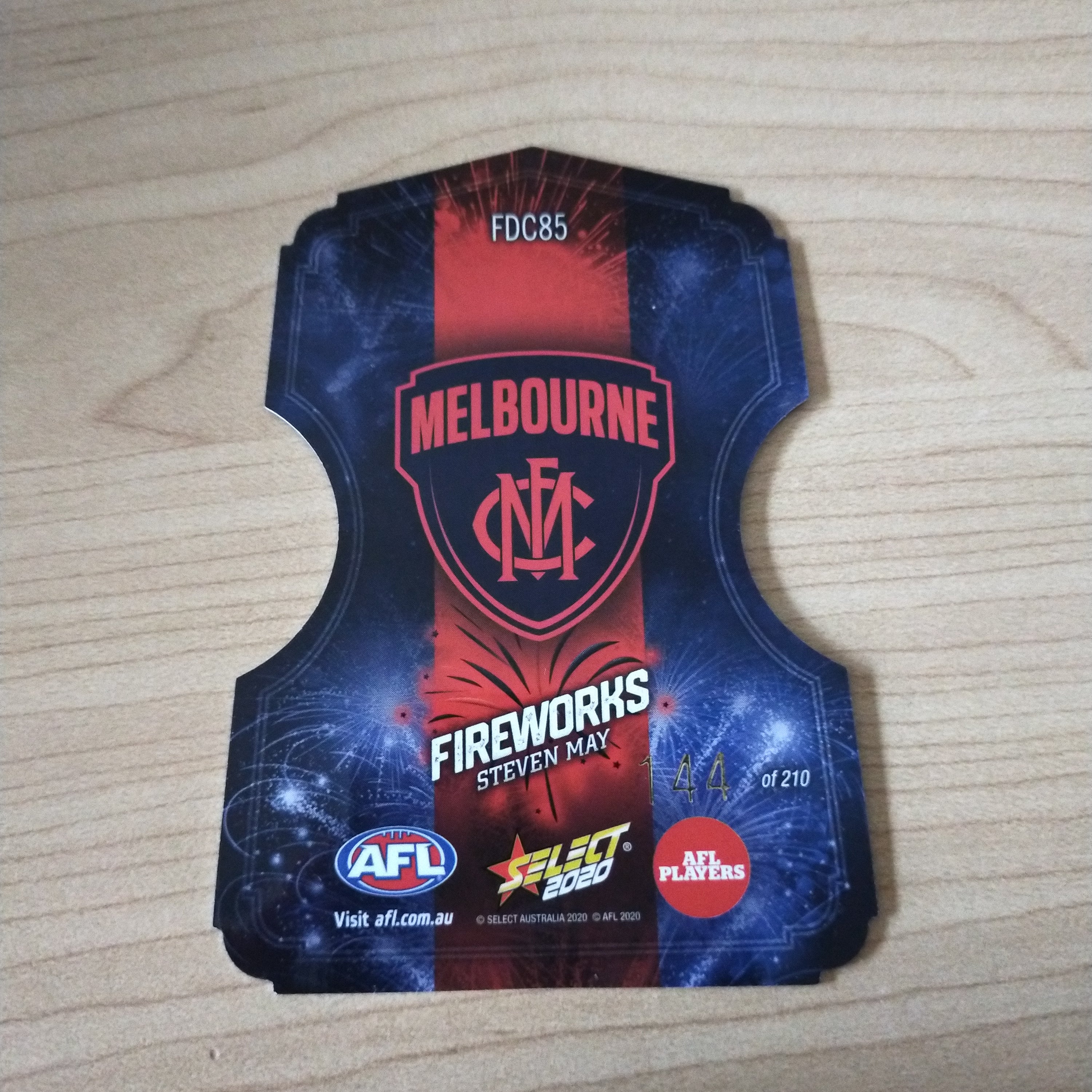 2020 Select Footy Stars Fireworks Steven May Melbourne No. 144/210 - Image 2