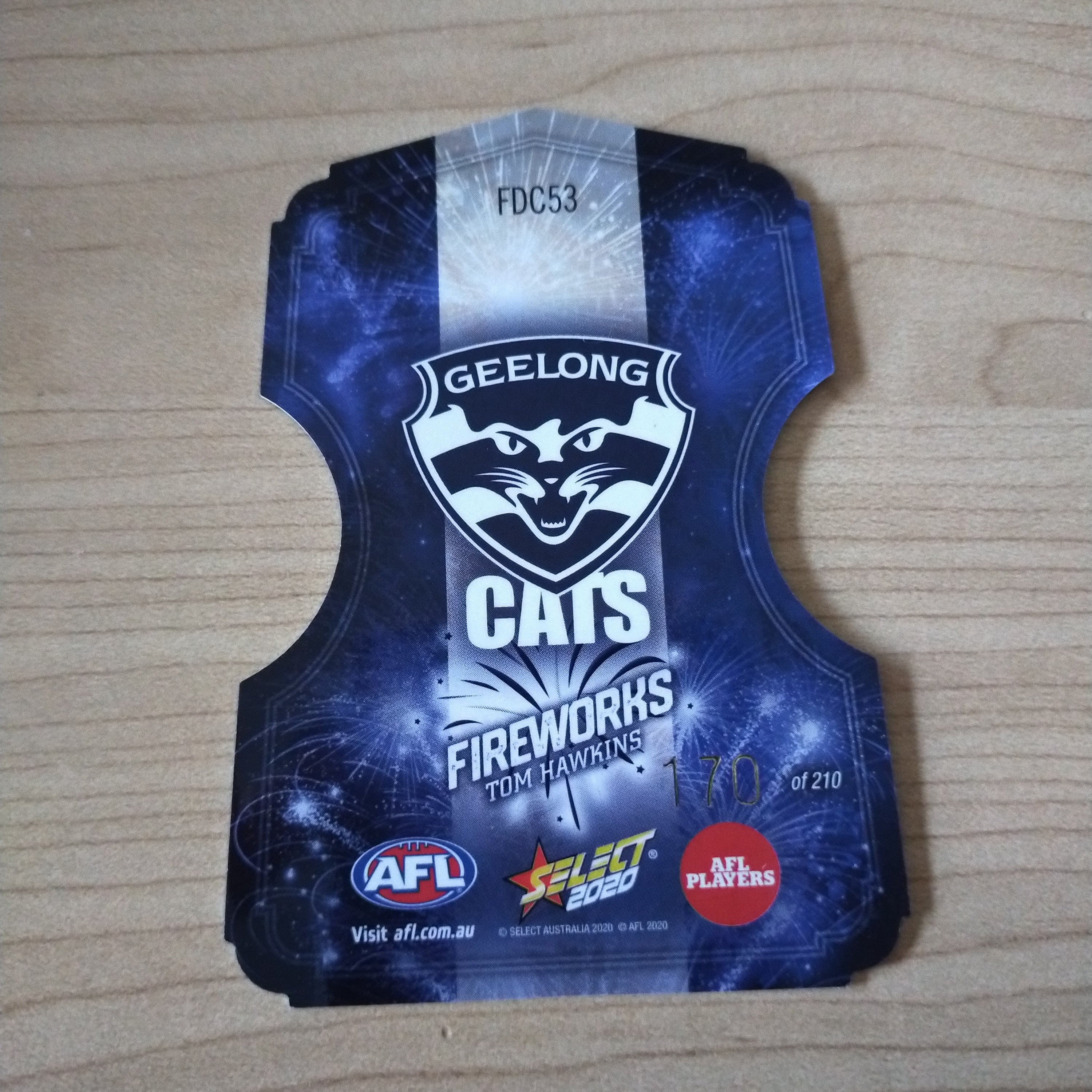 2020 Select Footy Stars Fireworks Tom Hawkins Geelong No. 170/210 - Image 2