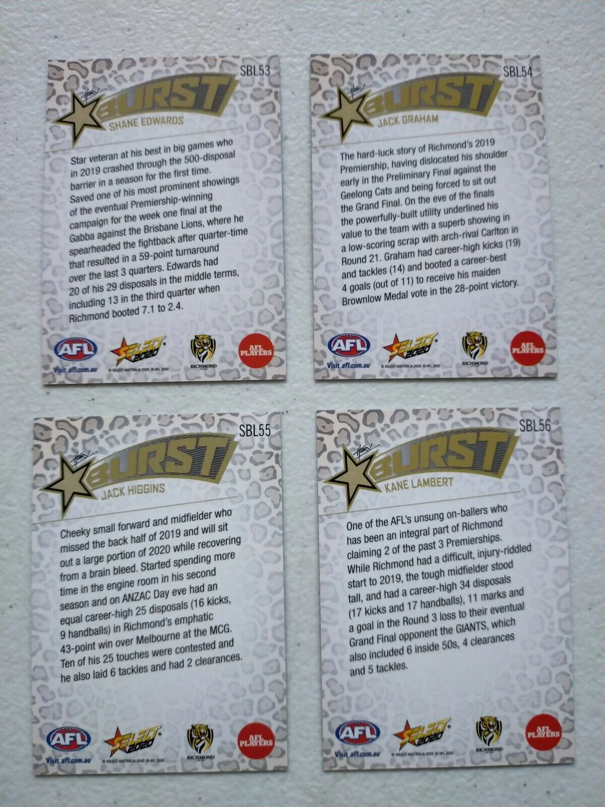 2020 Select Footy Stars Leopard Star Bursts Richmond Team Set - Image 2