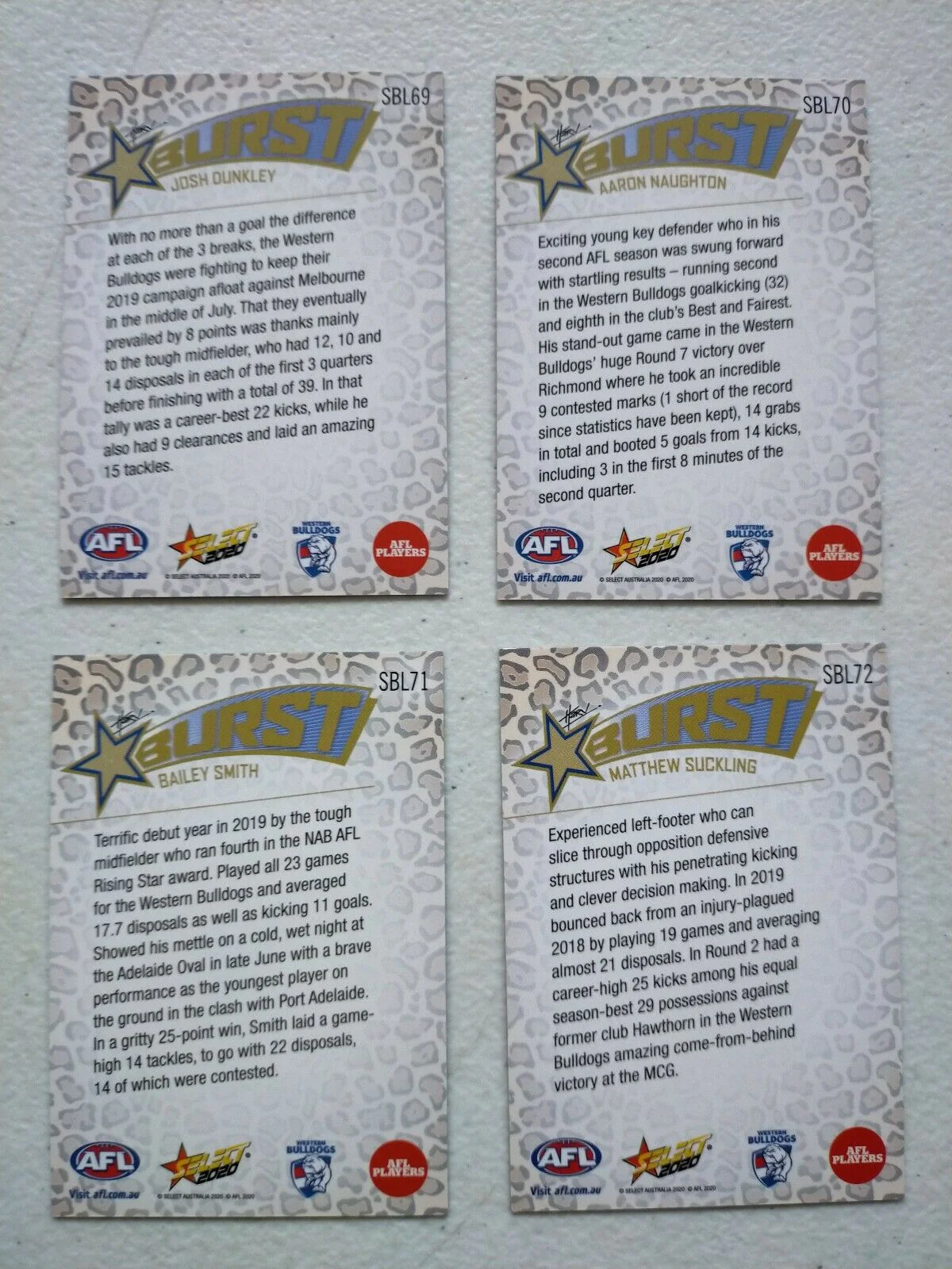 2020 Select Footy Stars Leopard Star Bursts Western Bulldogs Team Set - Image 2