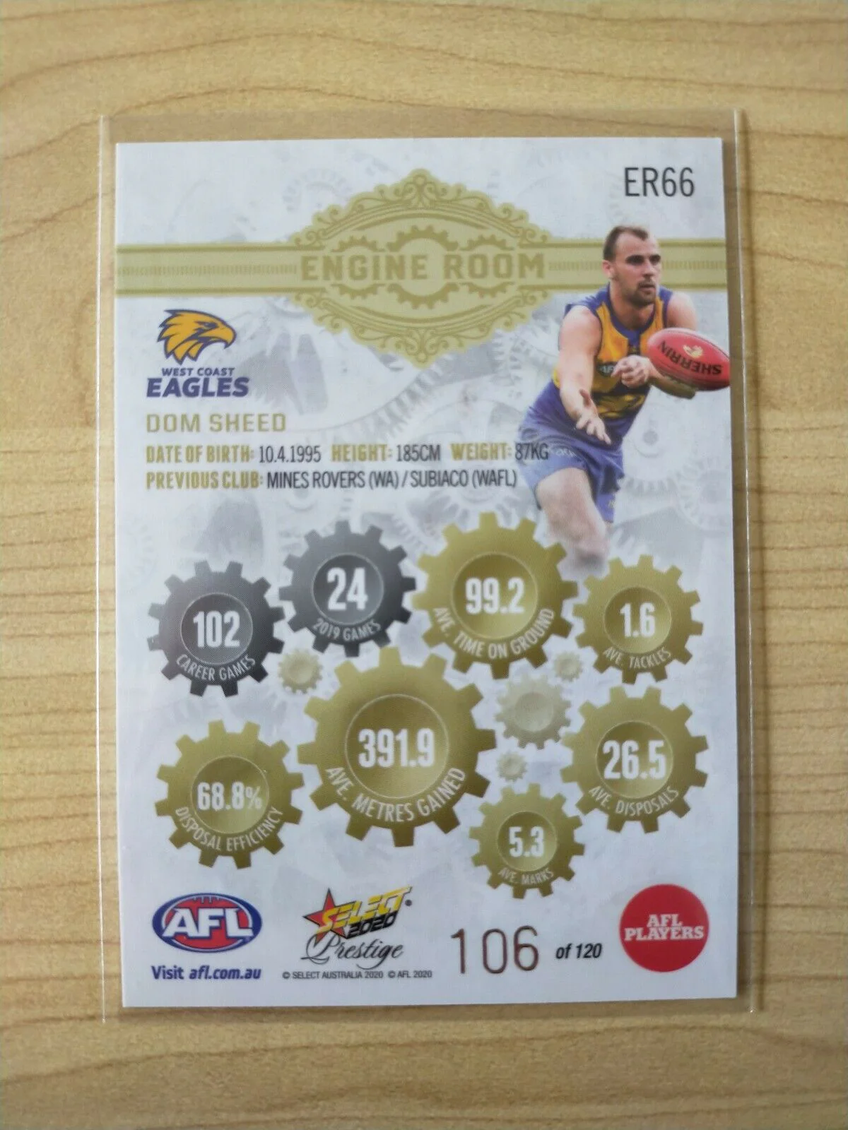 2020 Select Prestige Engine Room Dom Sheed West Coast No. 106/120 - Image 2