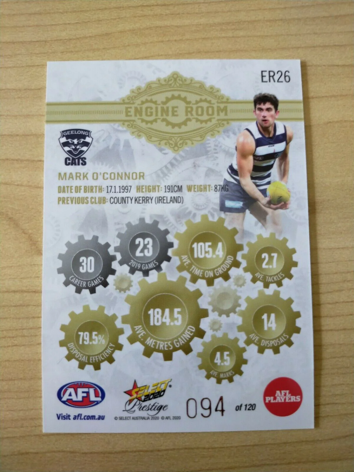 2020 Select Prestige Engine Room Mark O'Connor Geelong No. 094/120 - Image 2
