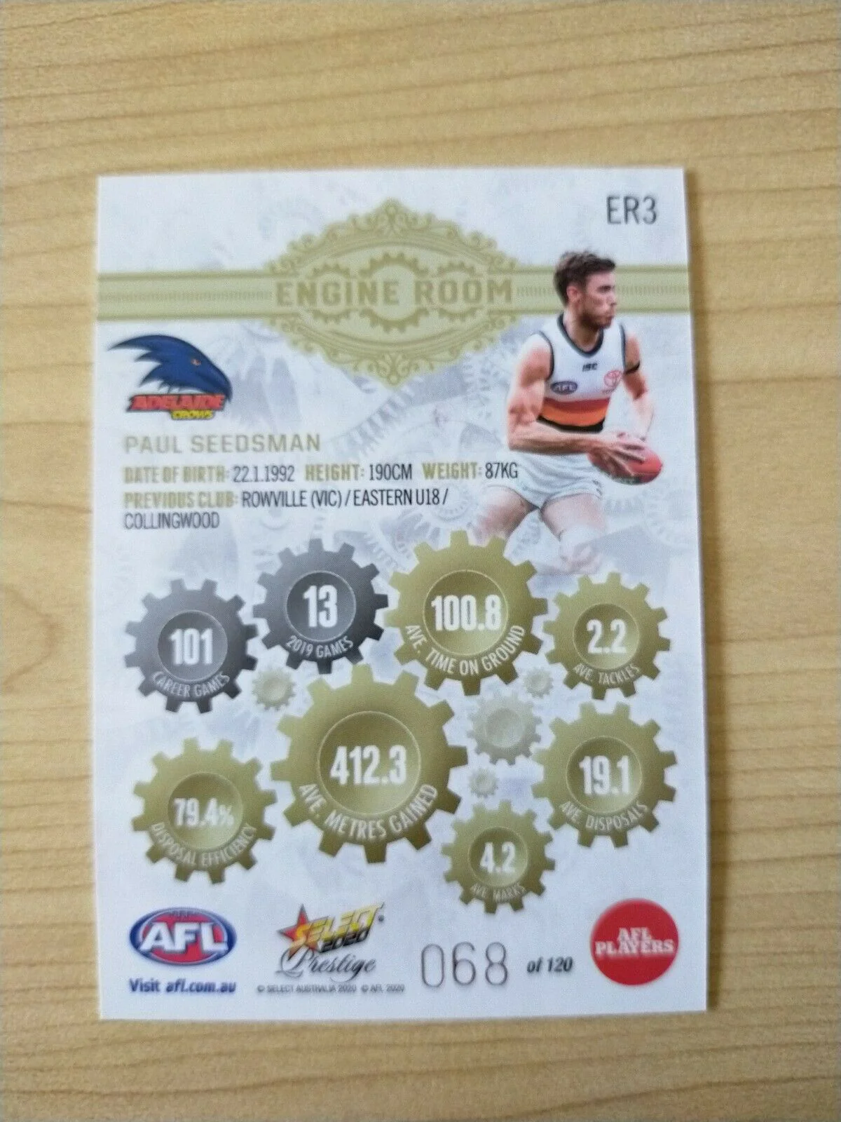 2020 Select Prestige Engine Room Paul Seedsman Adelaide No. 068/120 - Image 2
