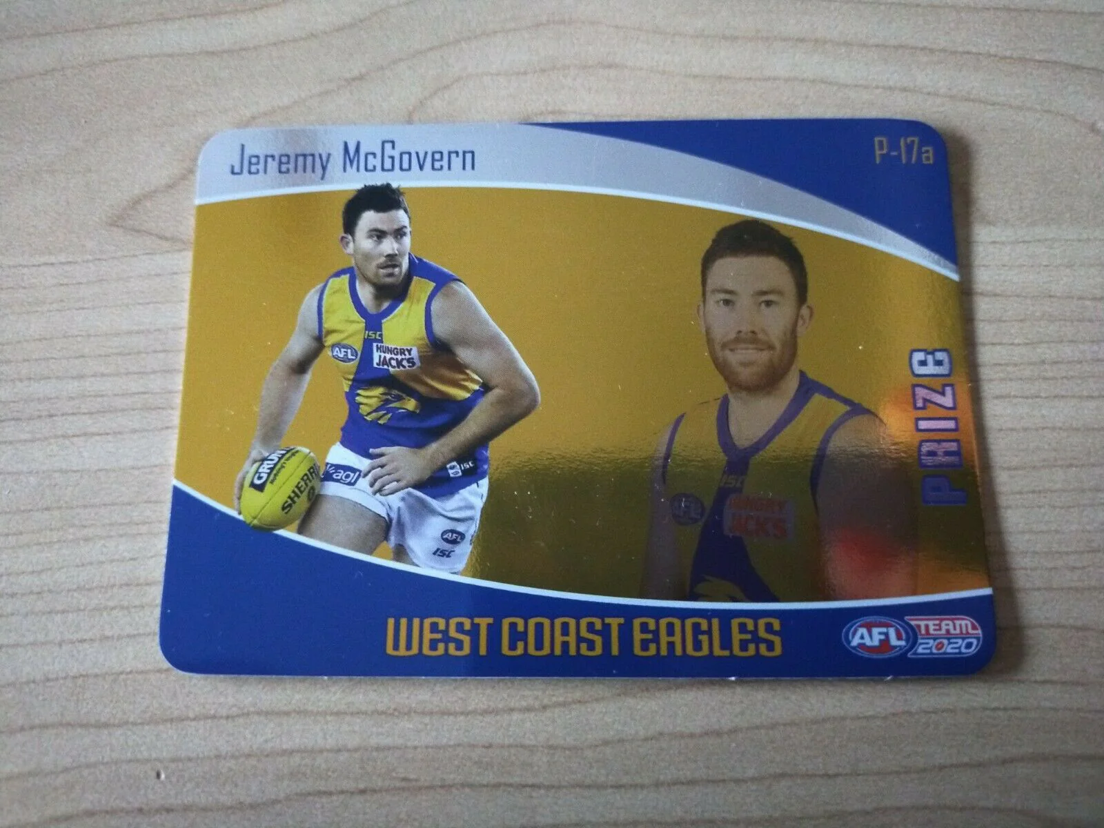 2020 Teamcoach Prize Football Card Jeremy McGovern West Coast P-17a