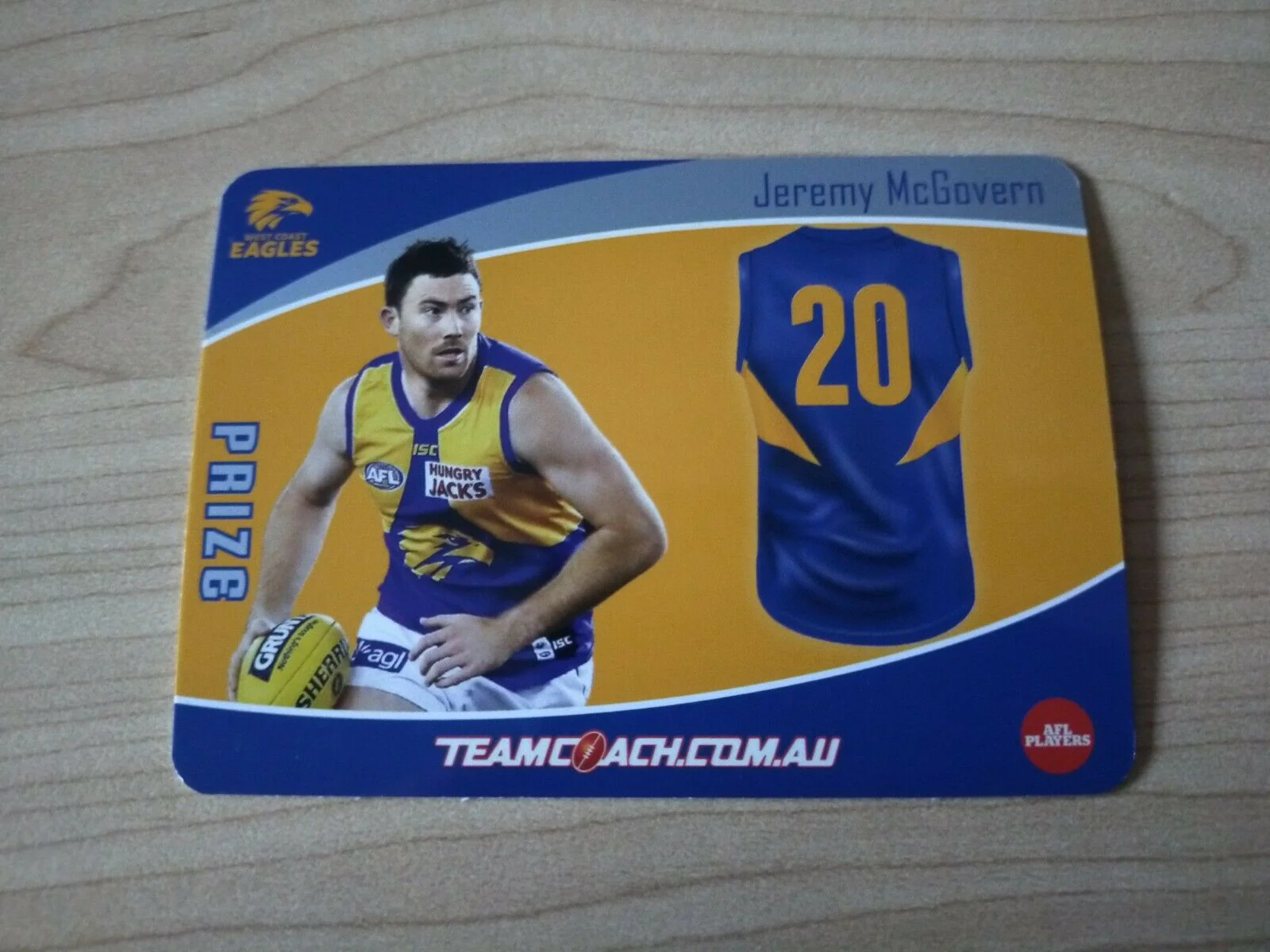 2020 Teamcoach Prize Football Card Jeremy McGovern West Coast P-17a - Image 2