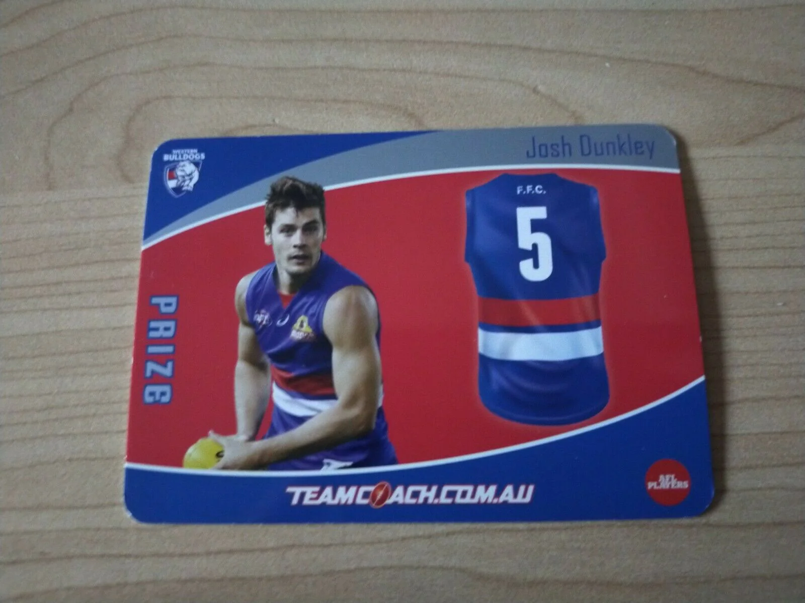 2020 Teamcoach Prize Football Card Josh Dunkley Western Bulldogs P-18b - Image 2