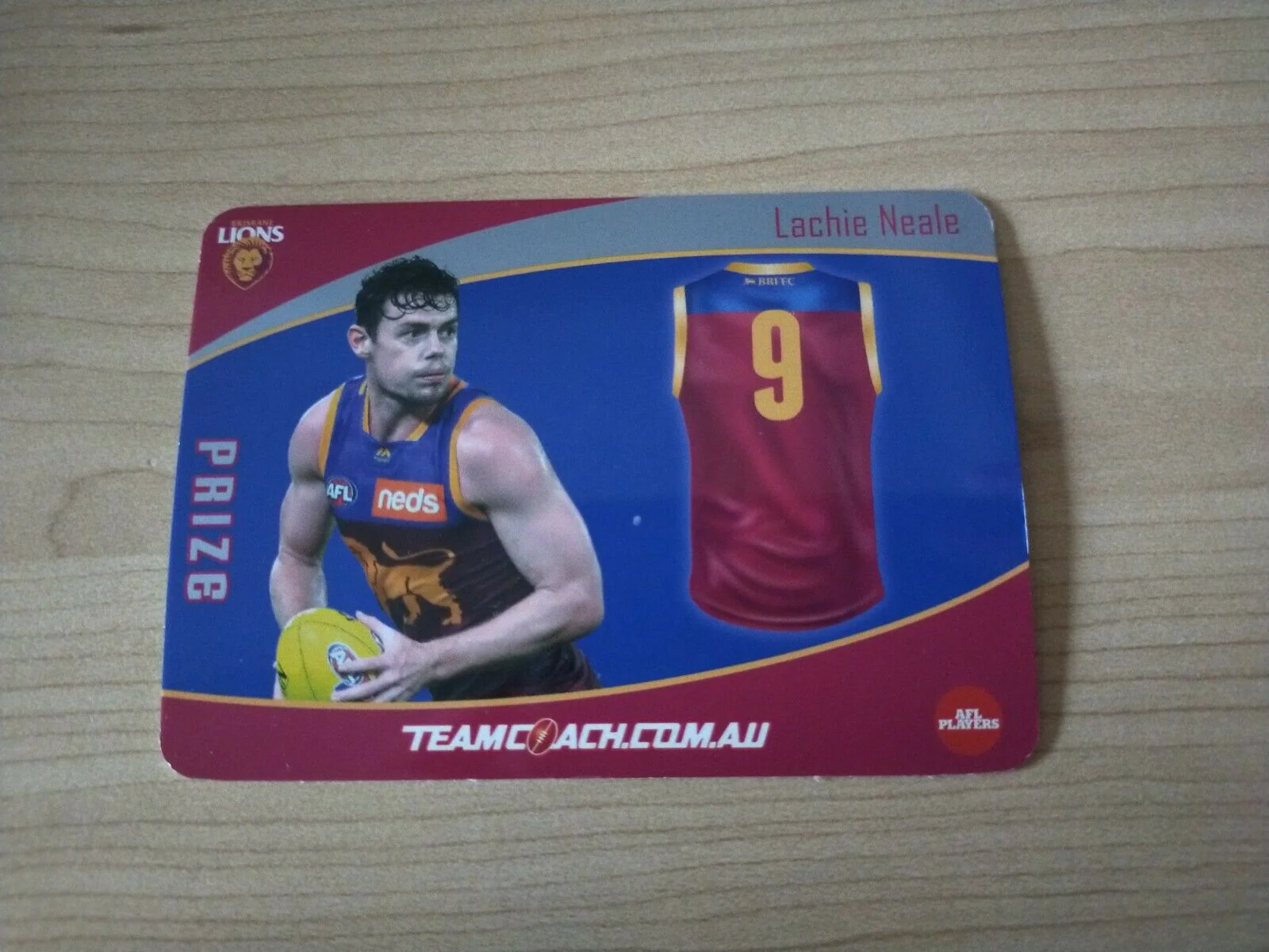 2020 Teamcoach Prize Football Card Lachie Neale Brisbane P-02b - Image 2