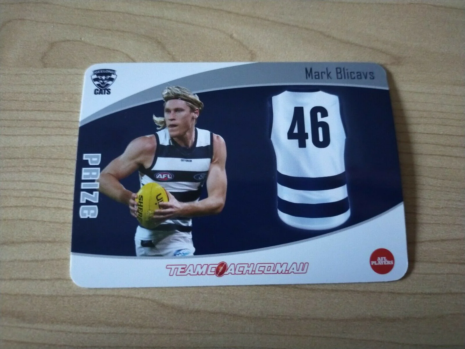 2020 Teamcoach Prize Football Card Mark Blicavs Geelong P-07a - Image 2