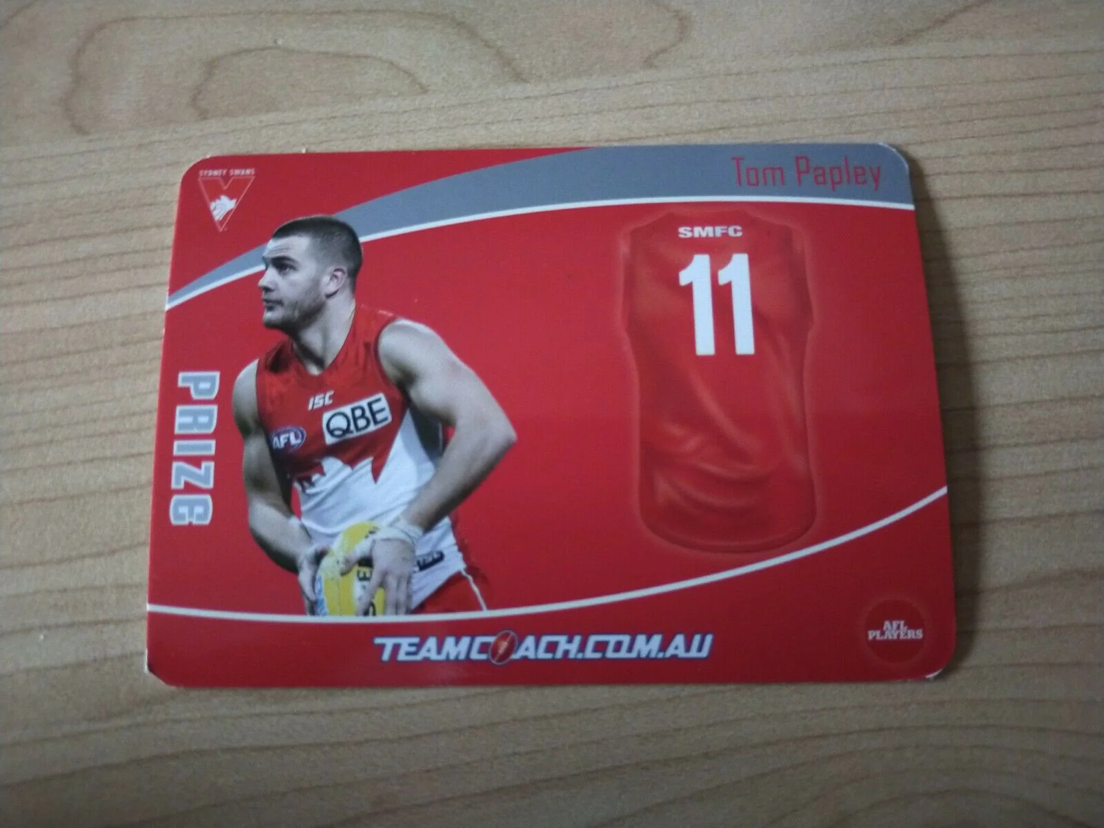 2020 Teamcoach Prize Football Card Tom Papley Sydney P-16a - Image 2