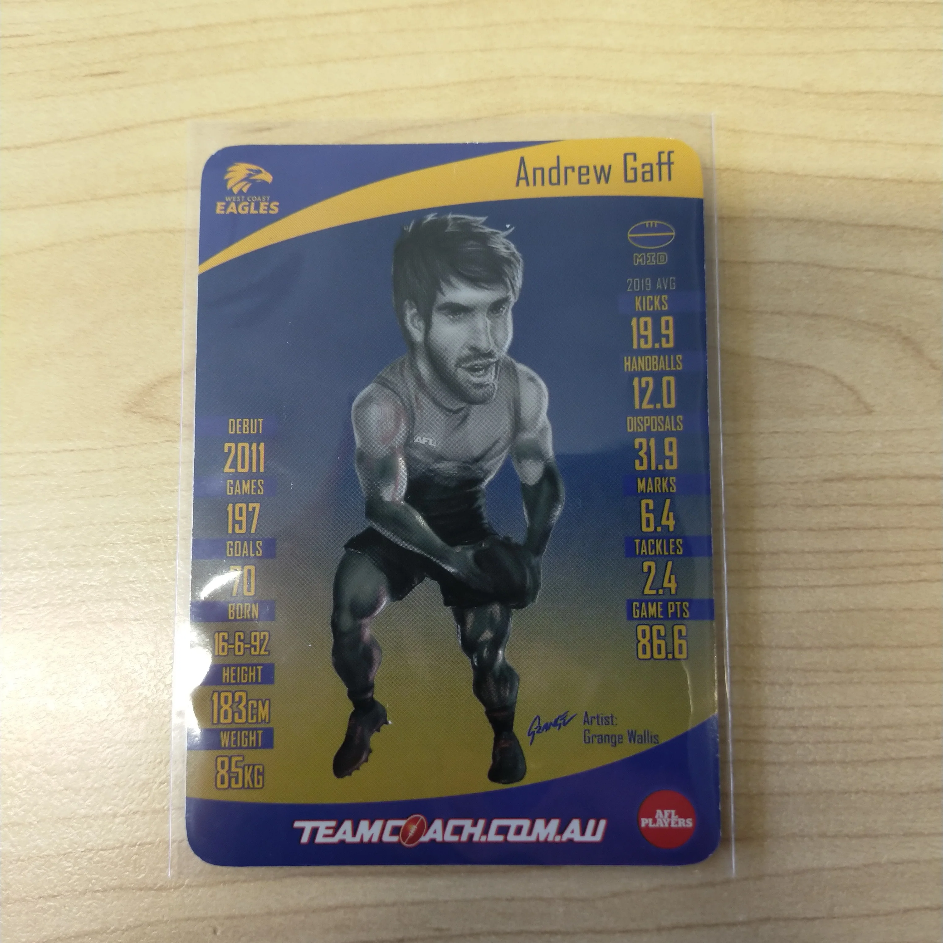 2020 Teamcoach Star Wildcard Andrew Gaff West Coast SW-17 - Image 2