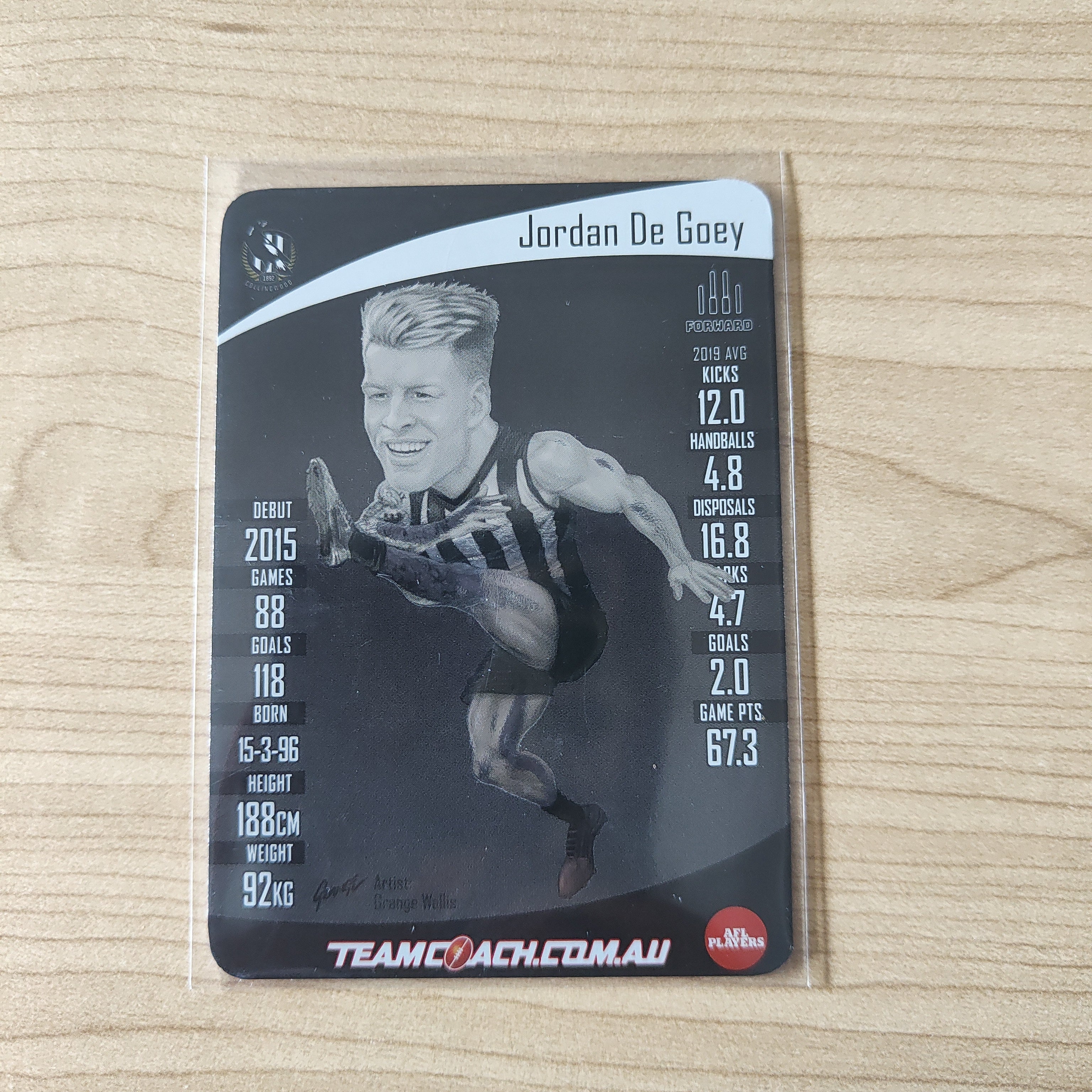 2020 Teamcoach Star Wildcard Jordan De Goey Collingwood SW-04 - Image 2