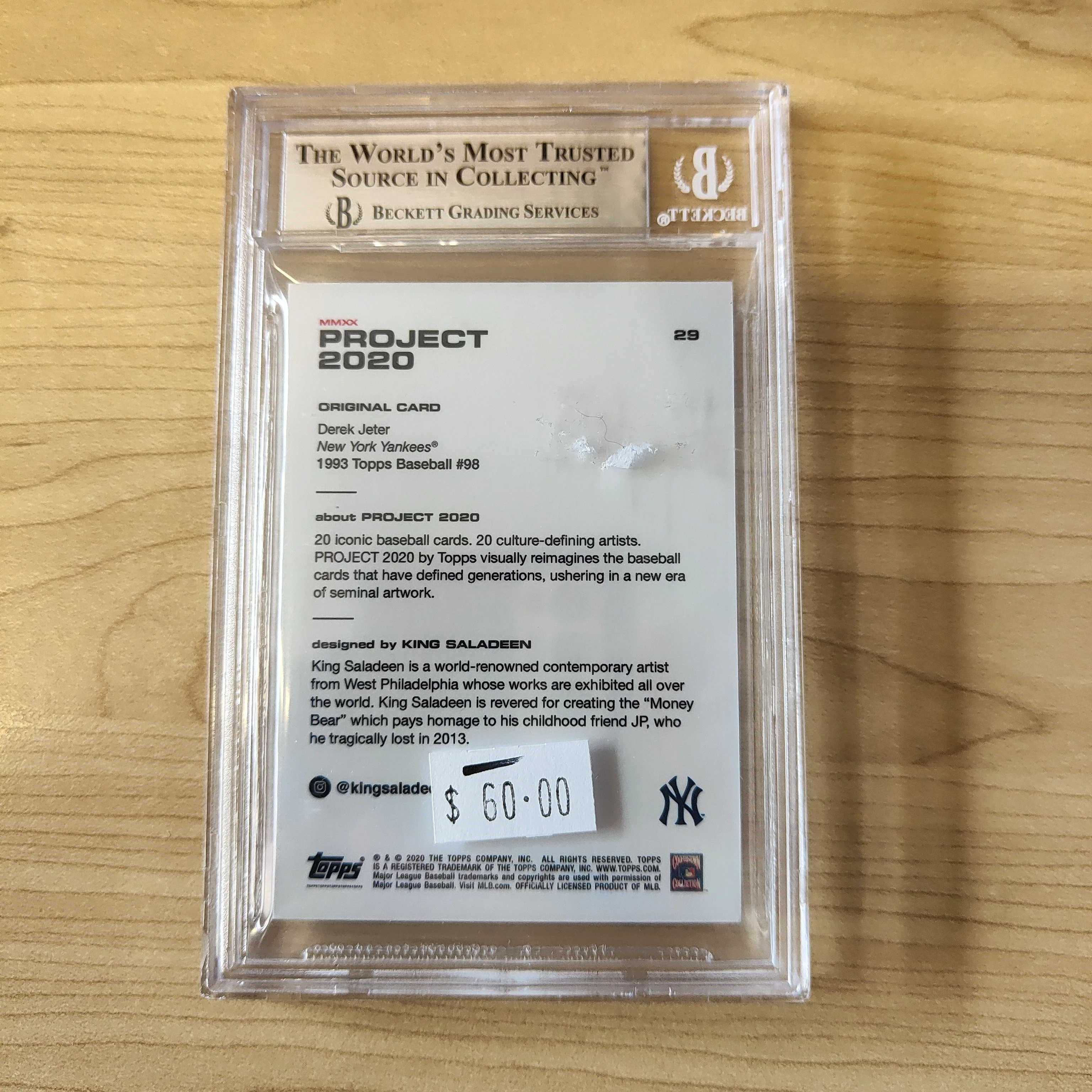 2020 Topps Project 2020 Derek Jeter Card #29 Artist King Saladeen Beckett Graded Mint 9 Baseball Card - Image 2
