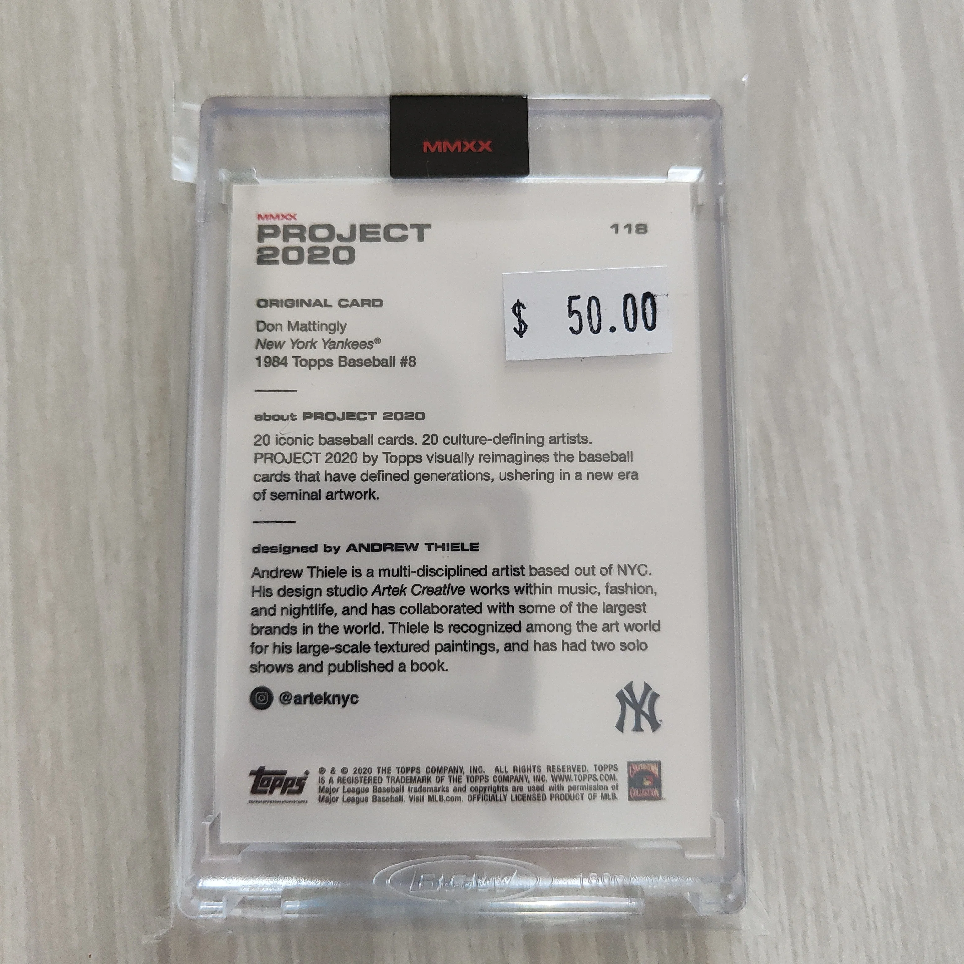 2020 Topps Project 2020 Don Mattingly Card #118 Artist Andrew Thiele Baseball Card - Image 2