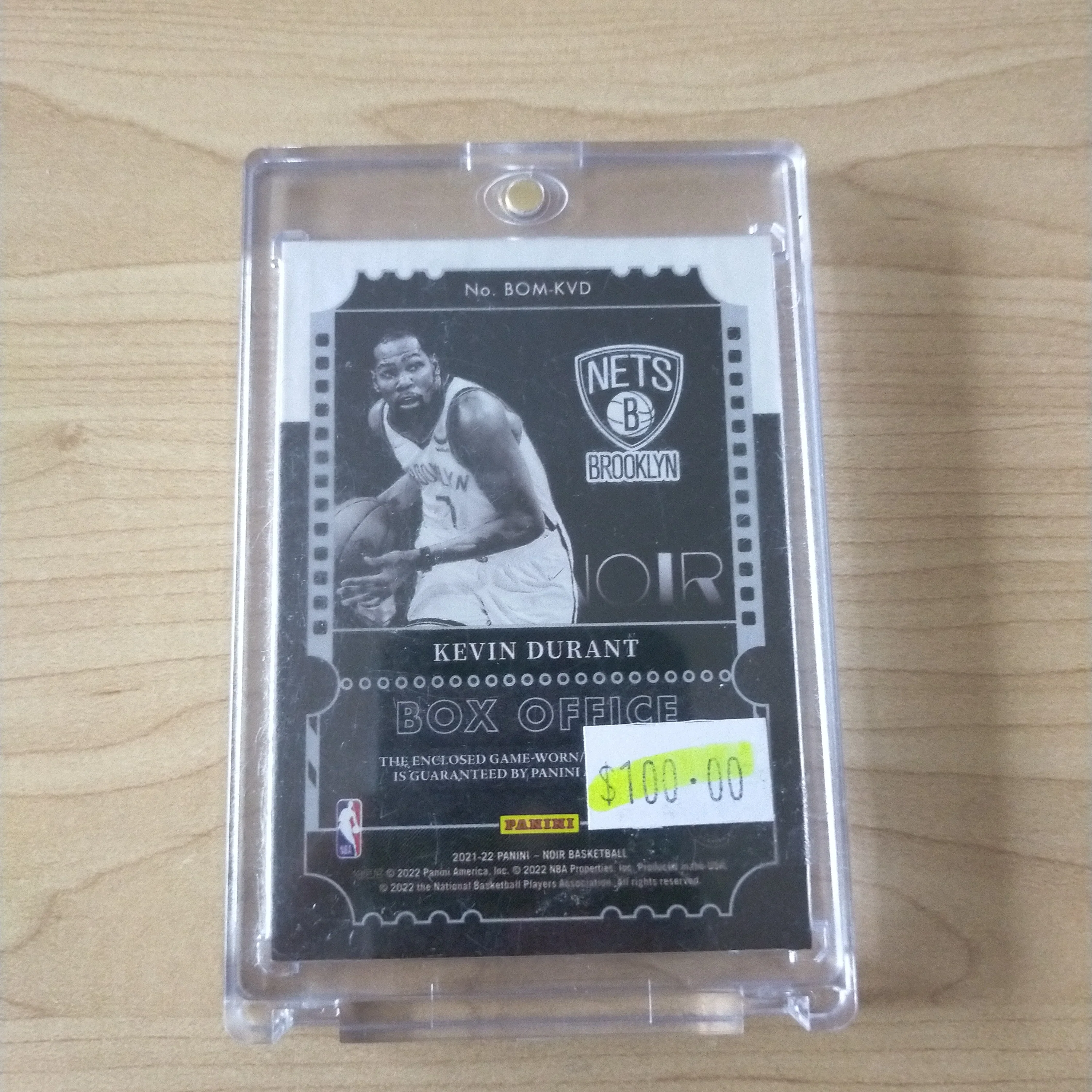 2021-22 Panini Noir Box Office Memorabilia Prime Kevin Durant Nets 08/25 NBA Basketball Card - Image 2