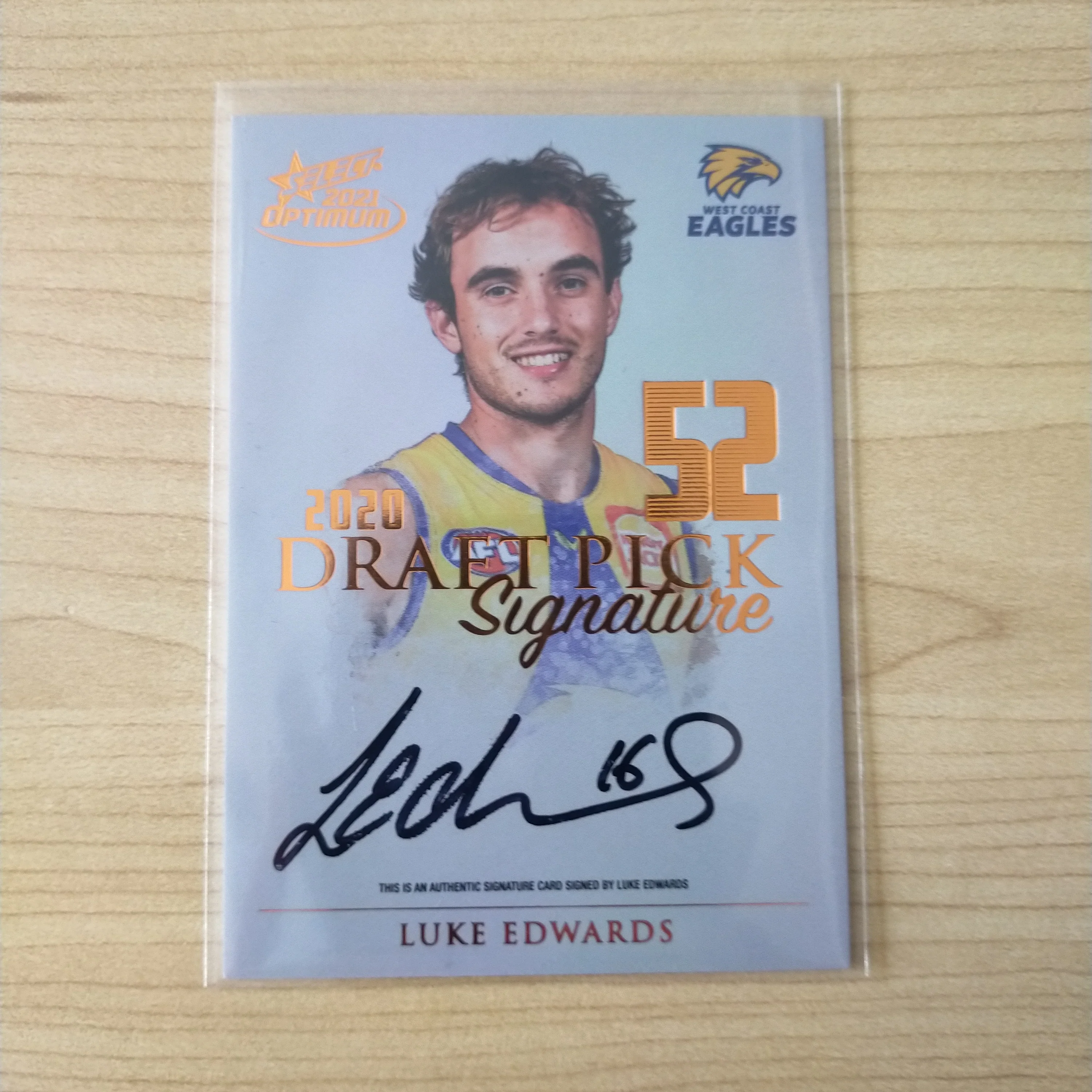 2021 AFL Optimum Copper Draft Pick Signature Luke Edwards No.097/170
