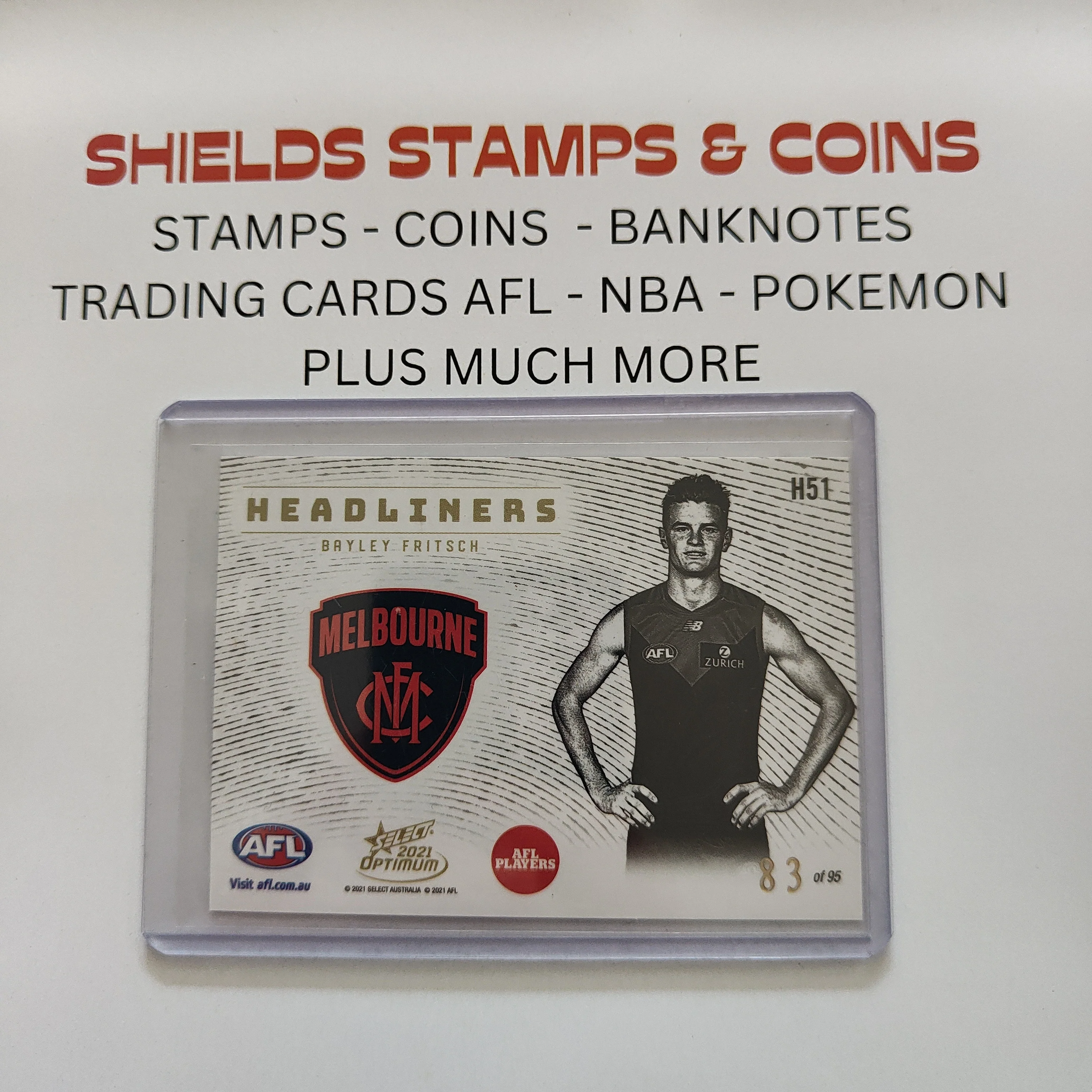 2021 AFL Optimum Headliners Bayley Fritsch Melbourne No.83/95 - Image 2
