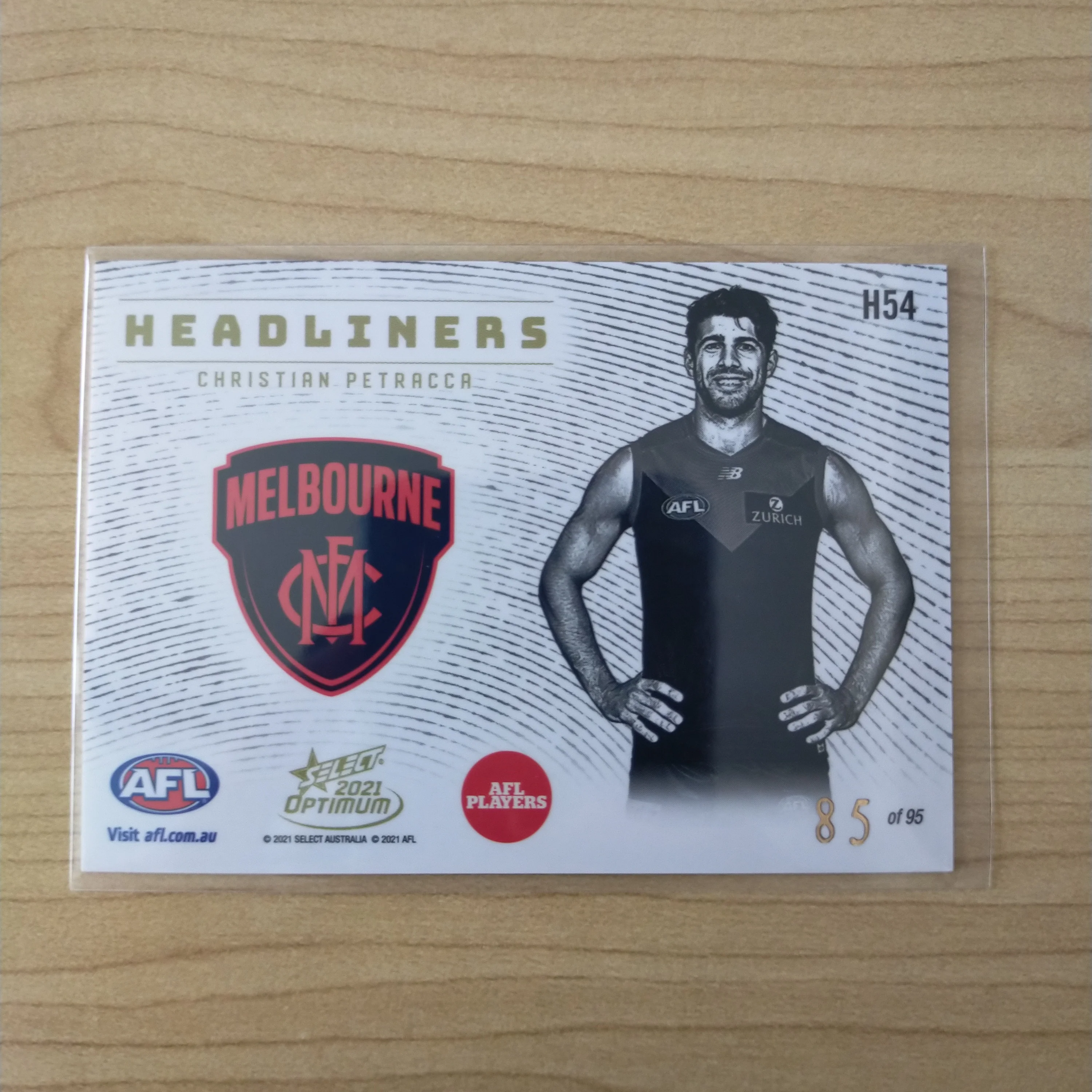 2021 AFL Optimum Headliners Christian Petracca Melbourne No.85/95 - Image 2