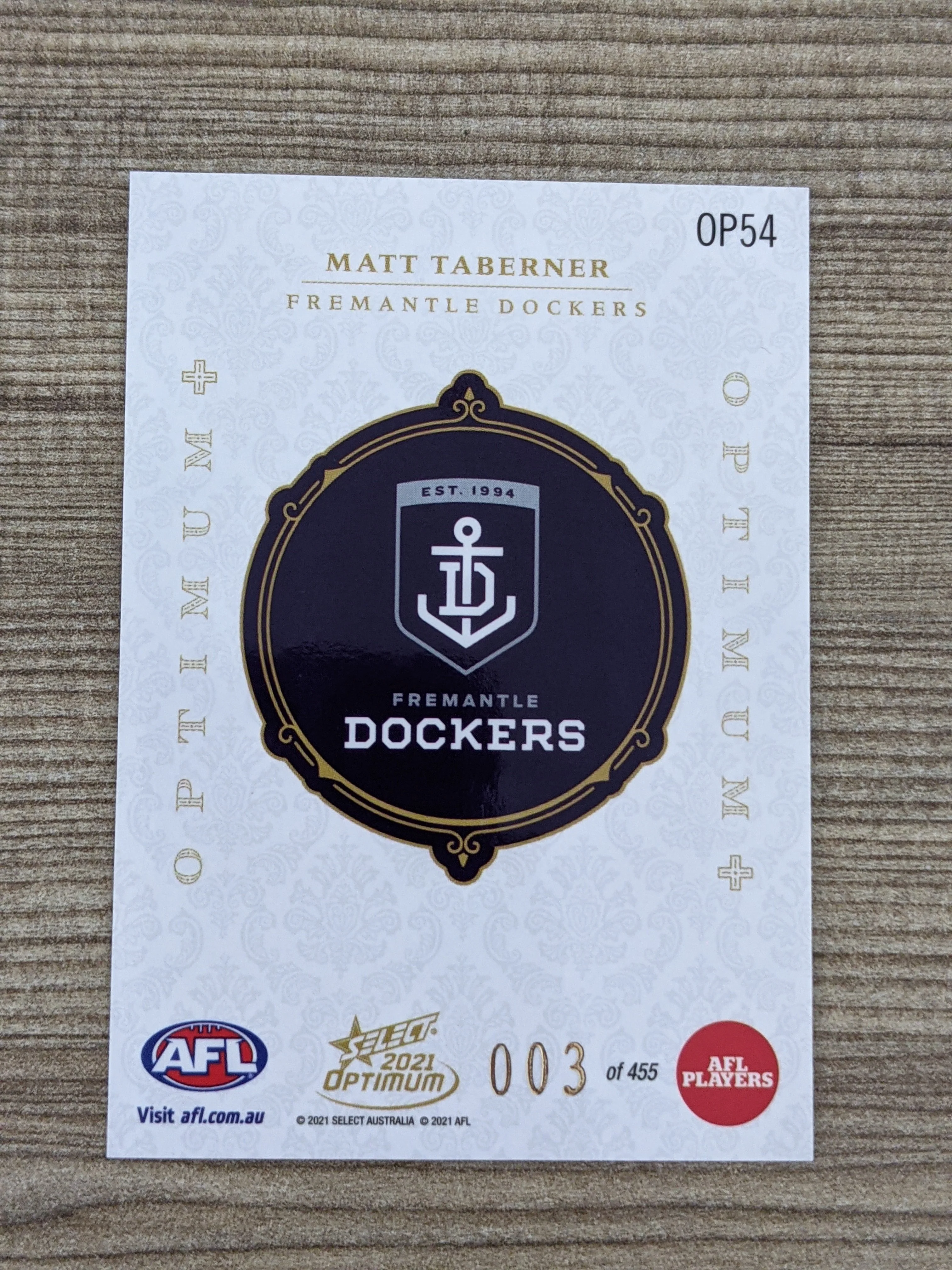 2021 AFL optimum Matt Taberner Fremantle low 003 of 455 - Image 2