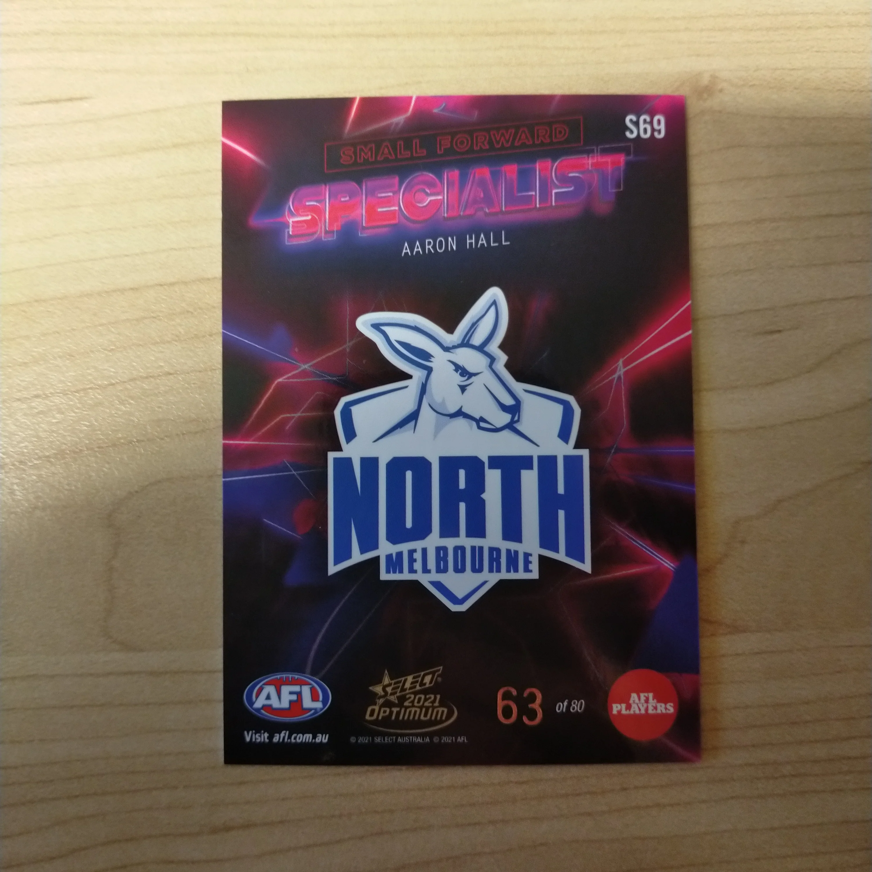 2021 AFL Optimum Specialist Aaron Hall North Melbourne No.63/80 - Image 2
