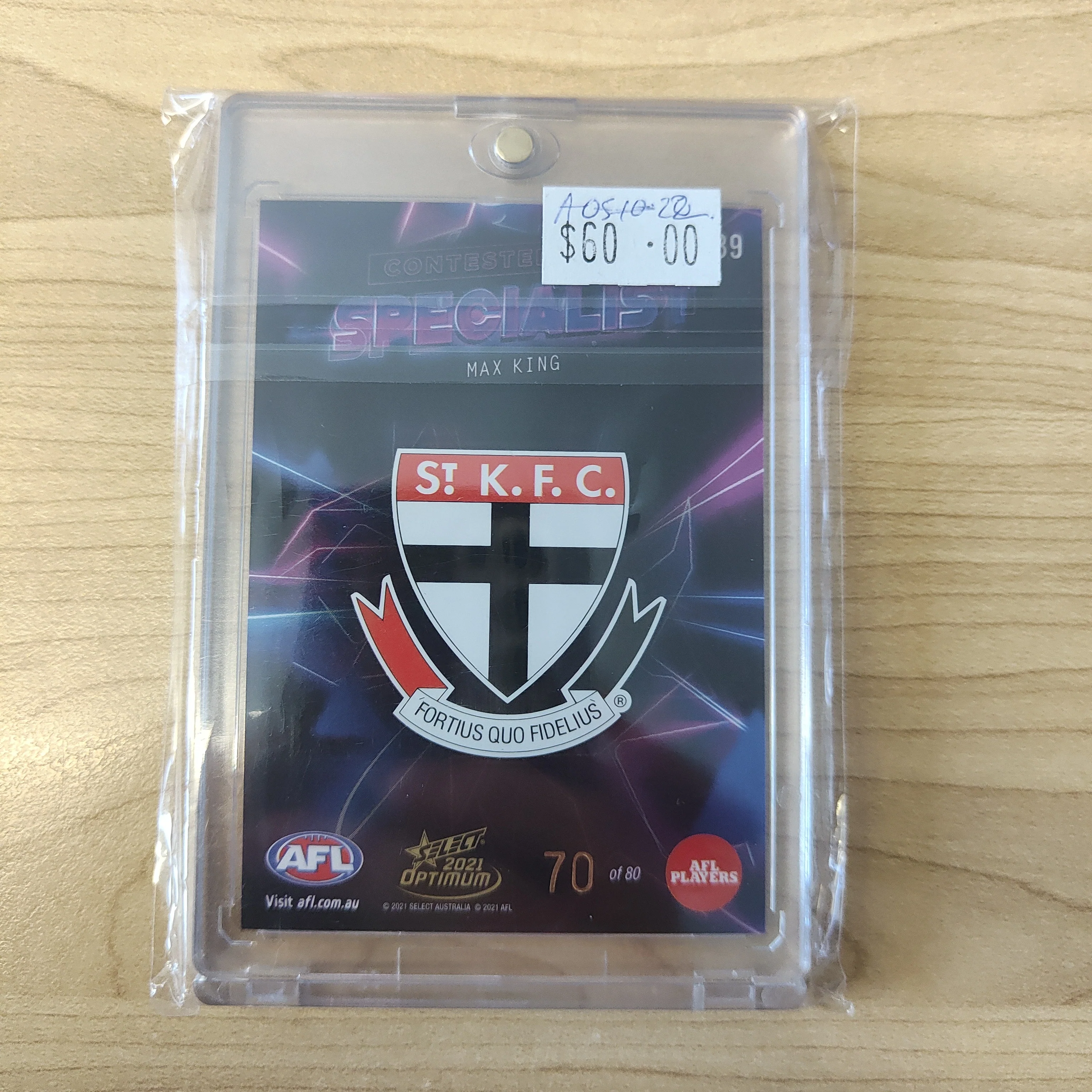 2021 AFL Optimum Specialist Max King St Kilda No.70/80 - Image 2