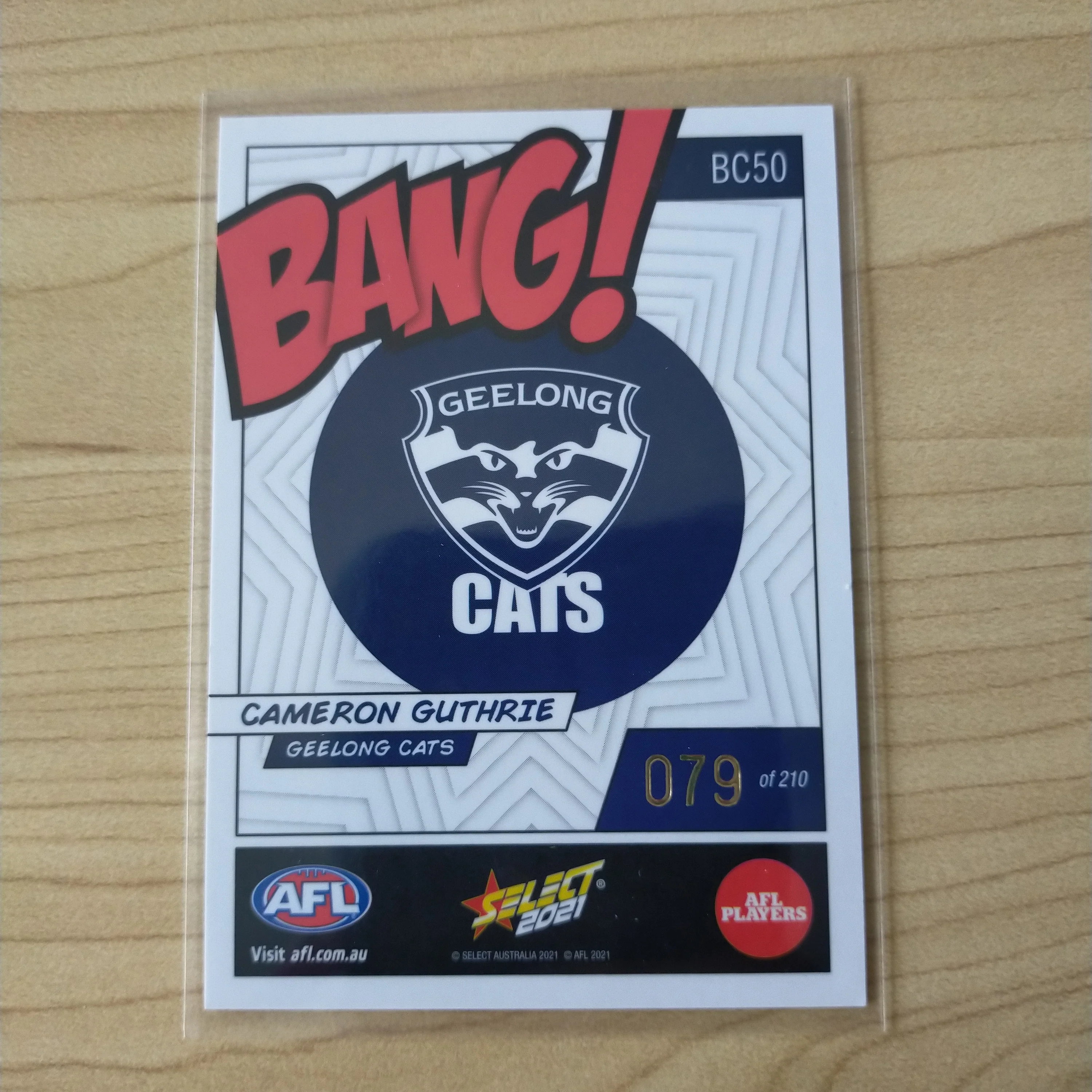 2021 AFL Select Footy Stars Bang Card Cameron Guthrie Geelong No.079/210 - Image 2