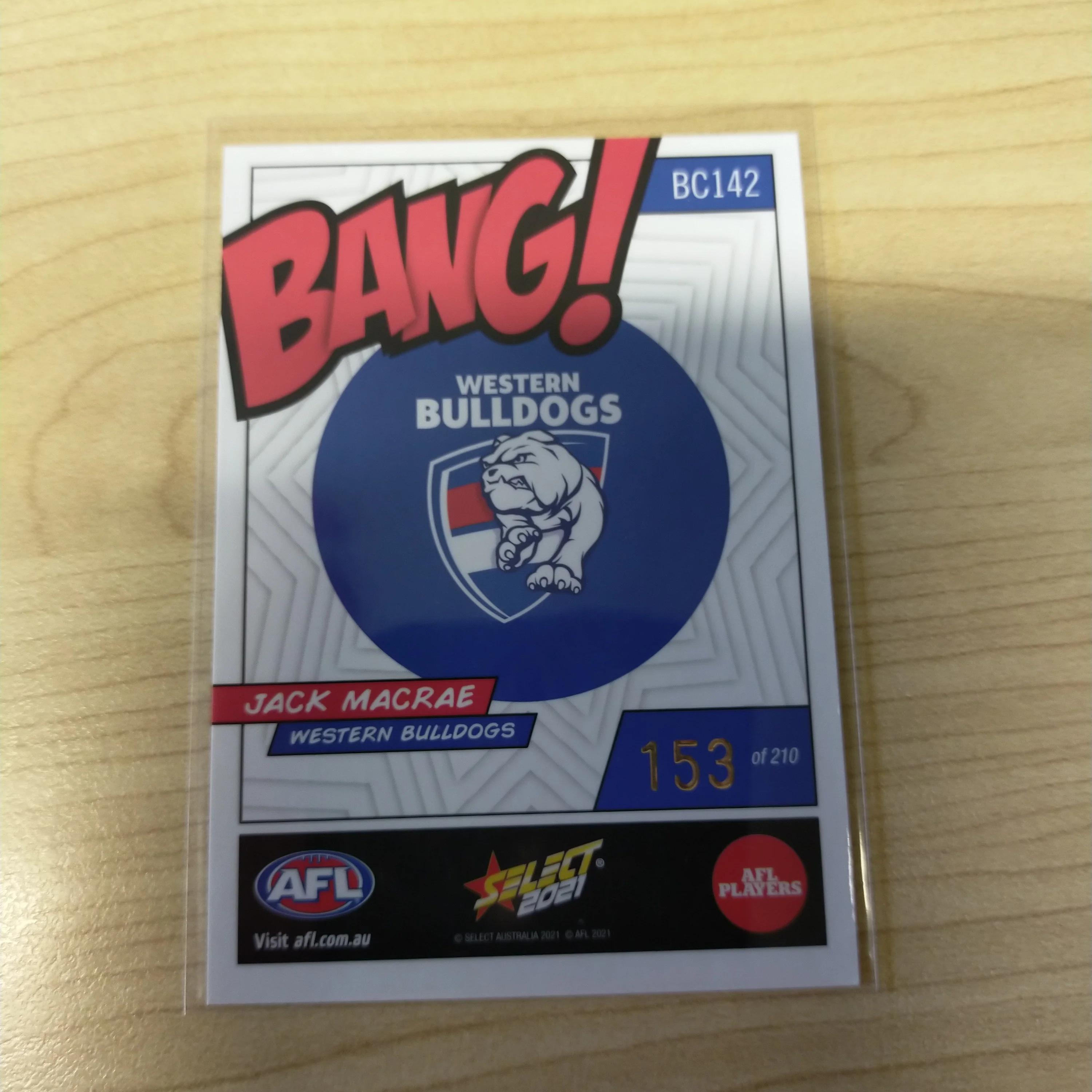 2021 AFL Select Footy Stars Bang Card Jack Macrae Western Bulldogs No.153/210 - Image 2
