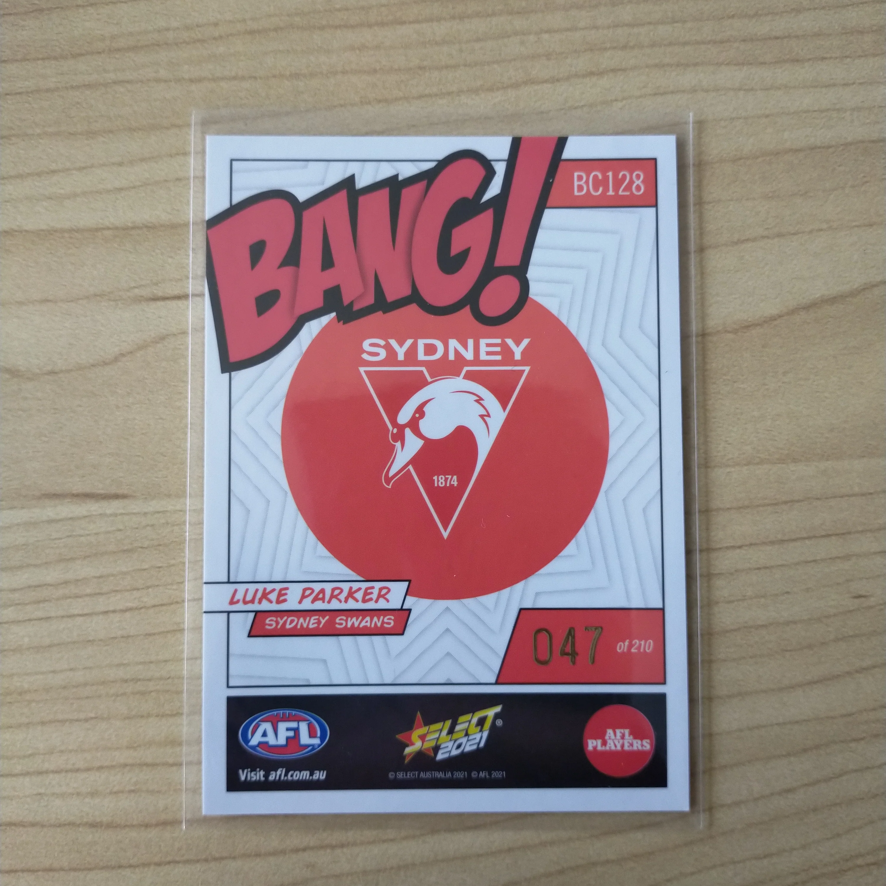 2021 AFL Select Footy Stars Bang Card Luke Parker Sydney No.047/210 - Image 2