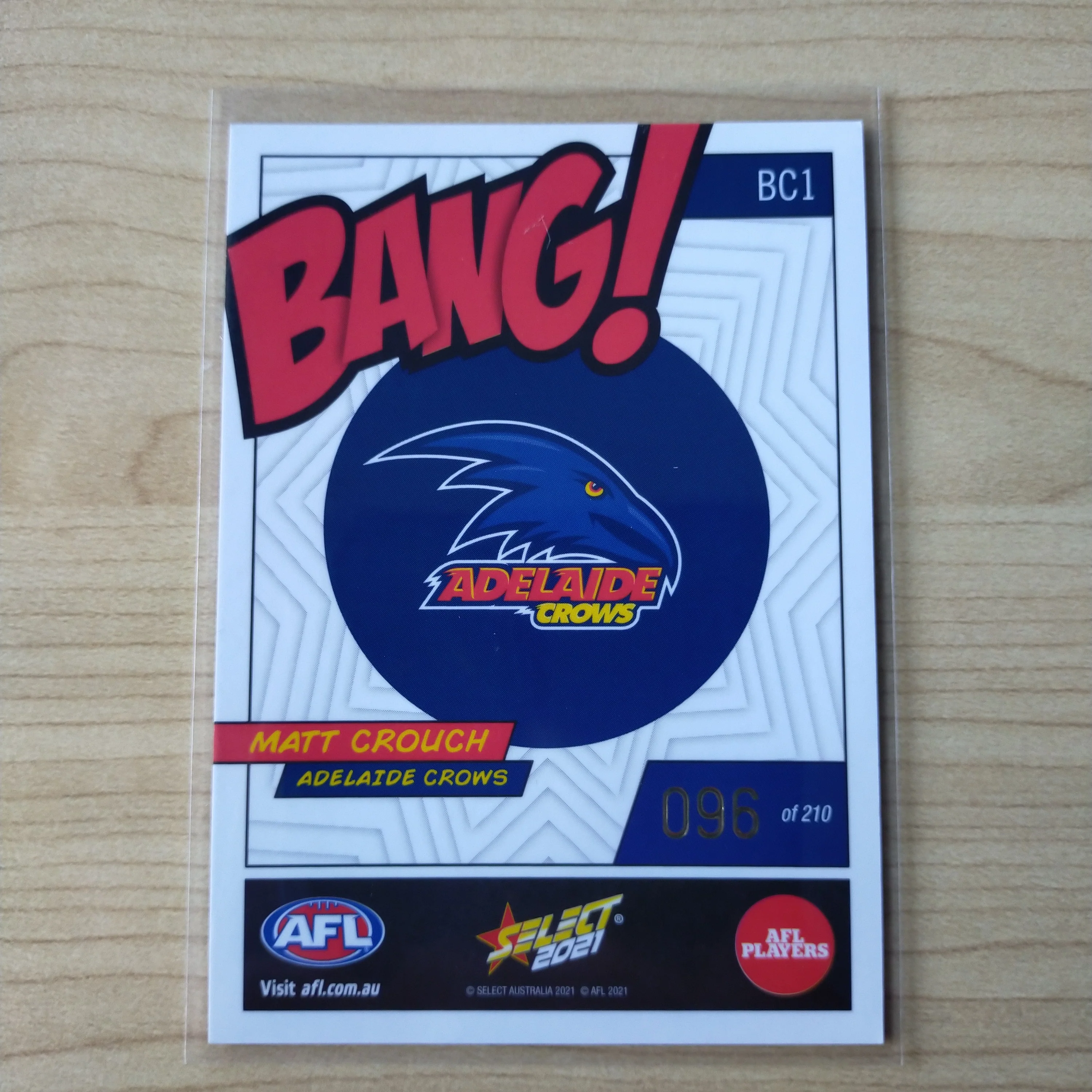 2021 AFL Select Footy Stars Bang Card Matt Crouch Adelaide No.096/210 - Image 2