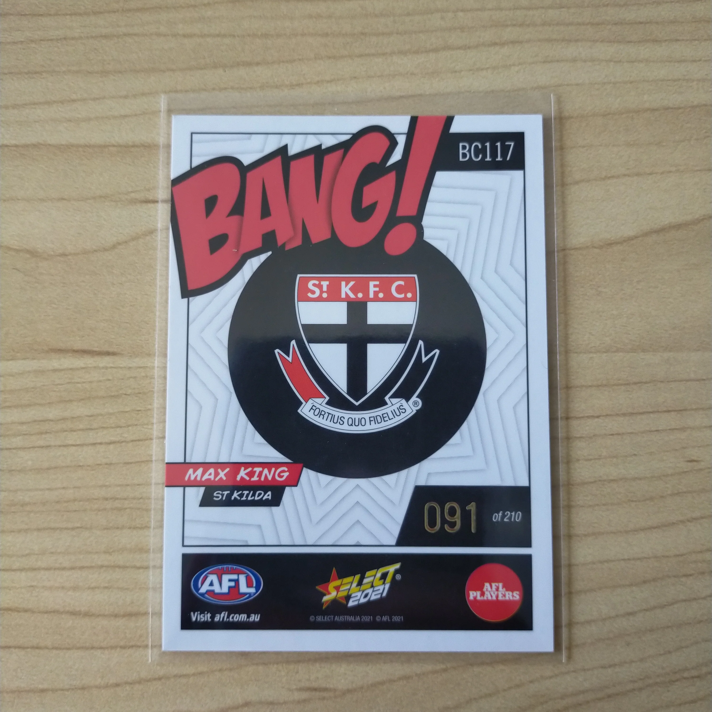 2021 AFL Select Footy Stars Bang Card Max King St Kilda No.091/210 - Image 2