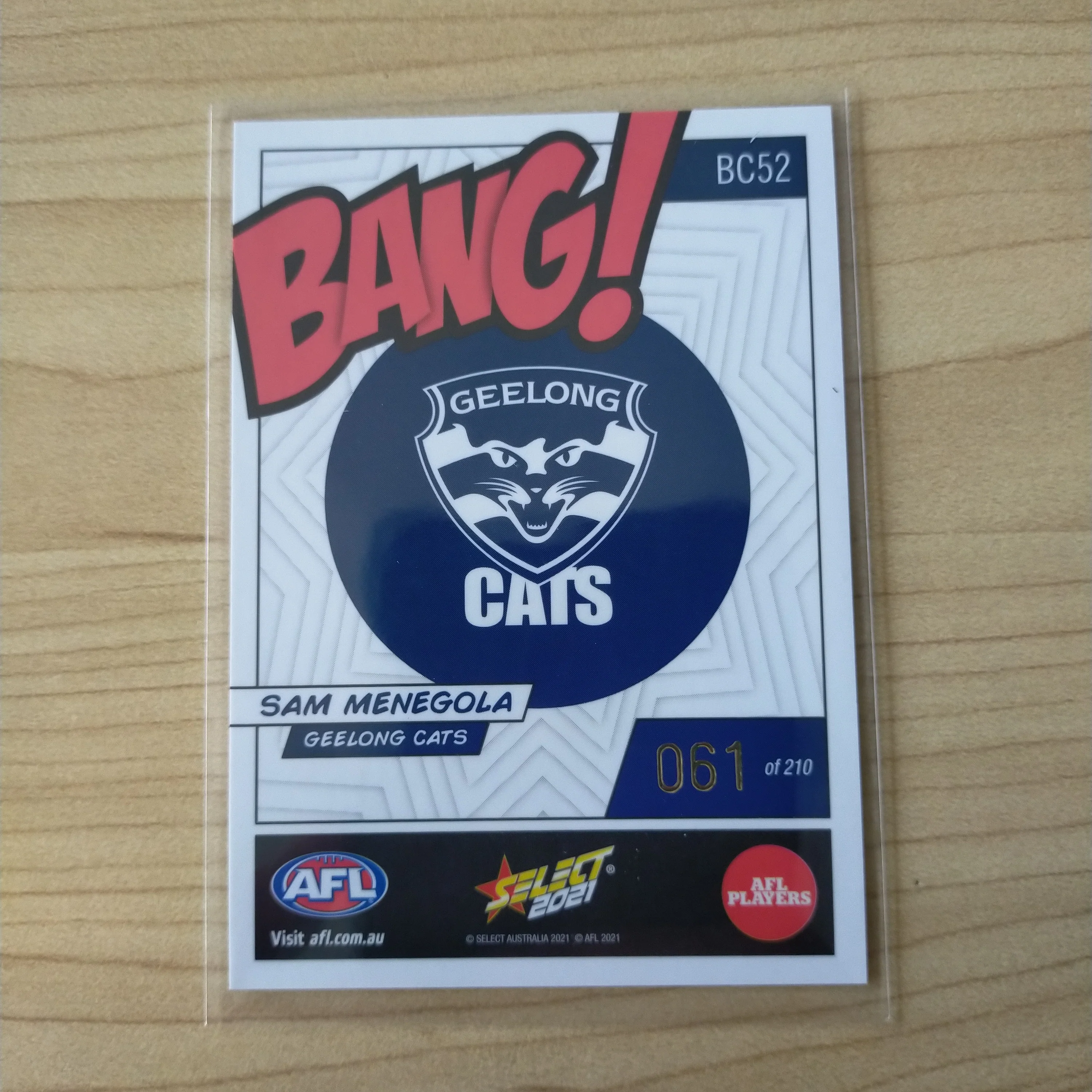 2021 AFL Select Footy Stars Bang Card Sam Menegola Geelong No.061/210 - Image 2