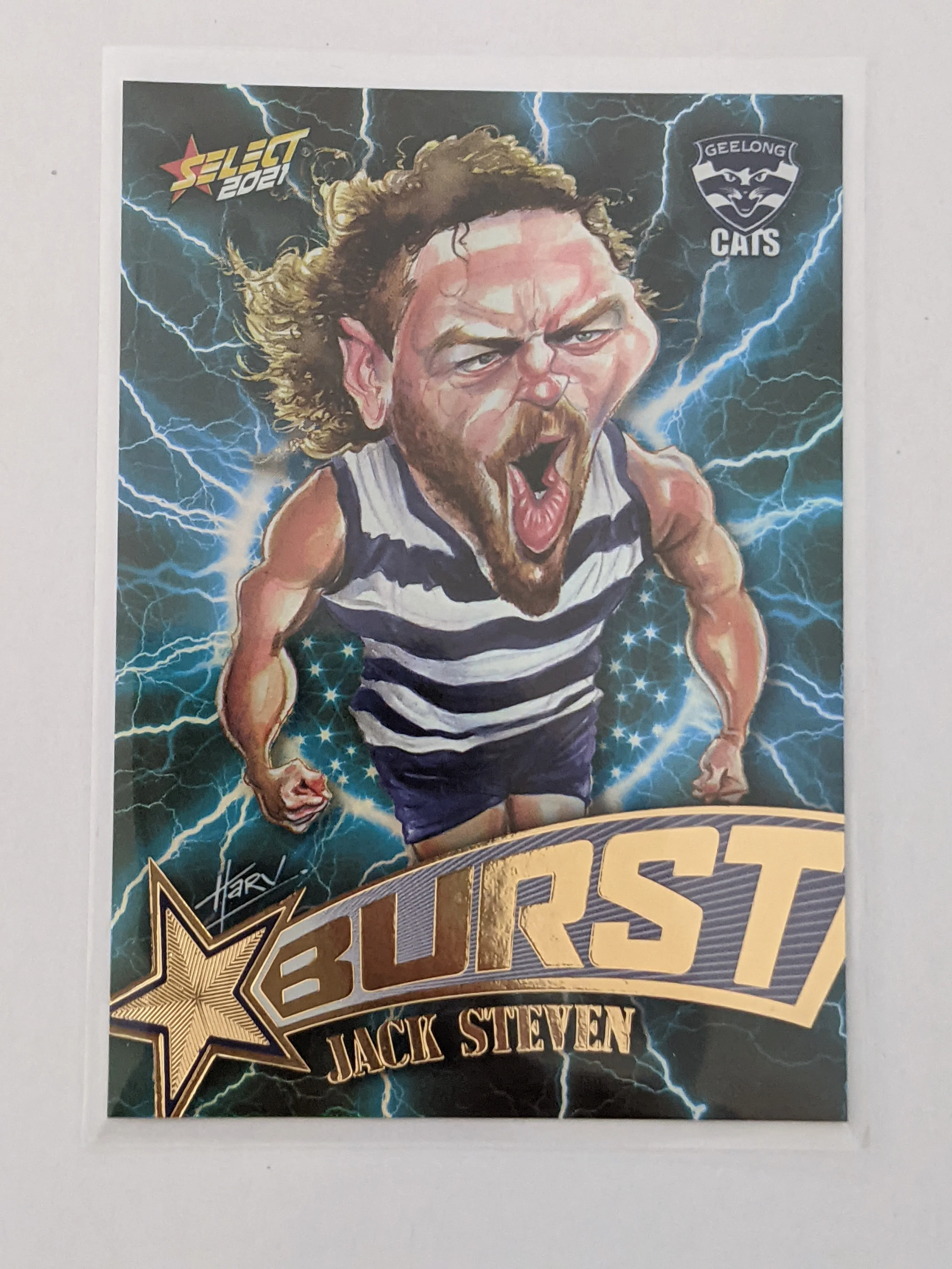 2021 AFL Select Footy Stars Lightning Burst Jack Steven Geelong 128/210