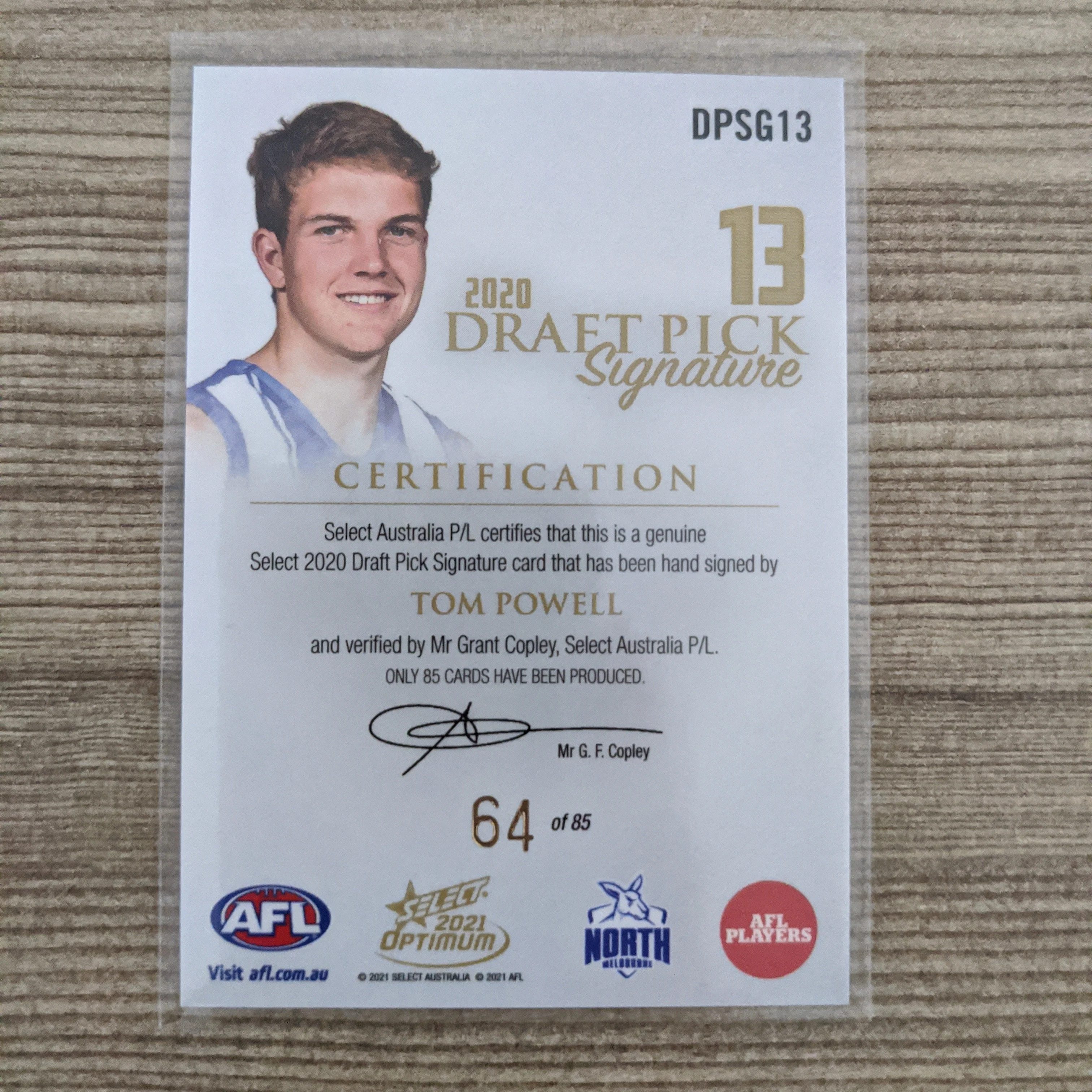 2021 AFL Select Optimum DPS Gold Tom Powell North 64/85 - Image 2