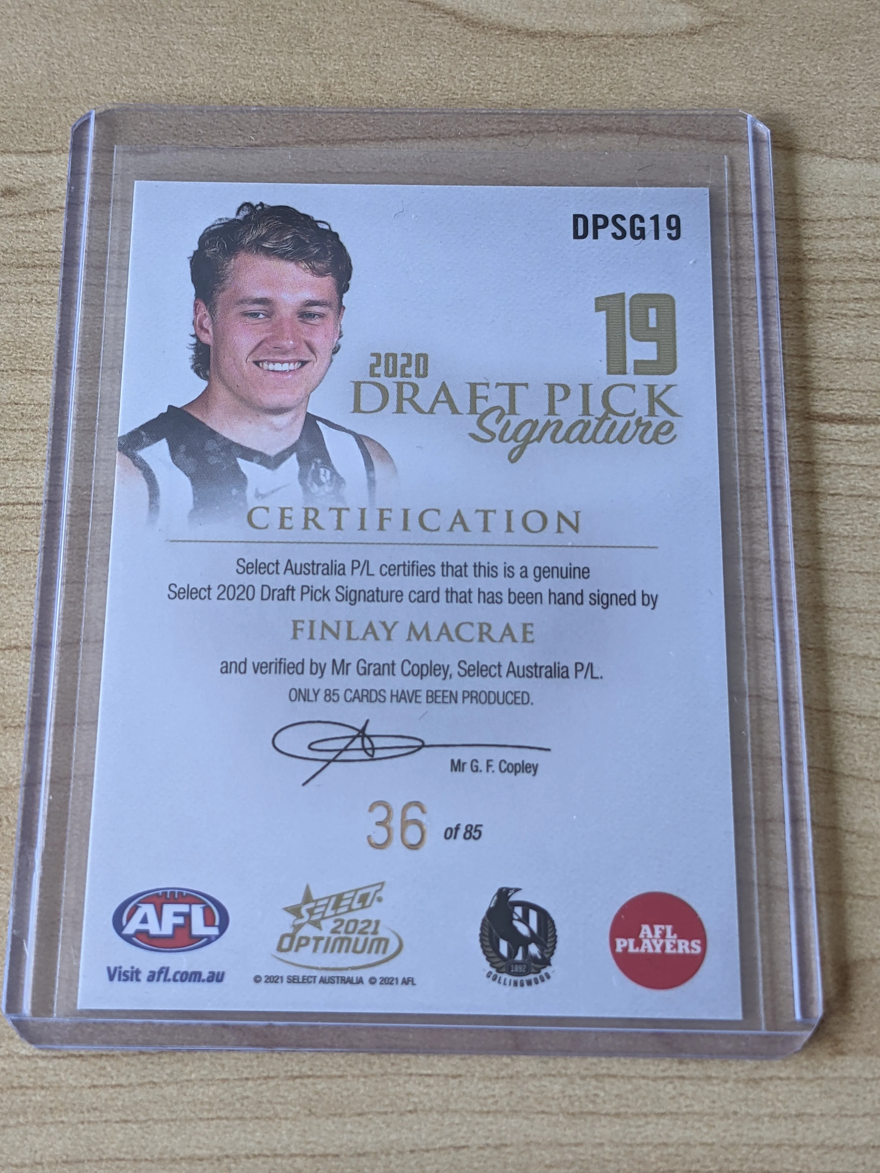 2021 AFL Select Optimum DPSG19 Finlay Macrae 36/85 - Image 2