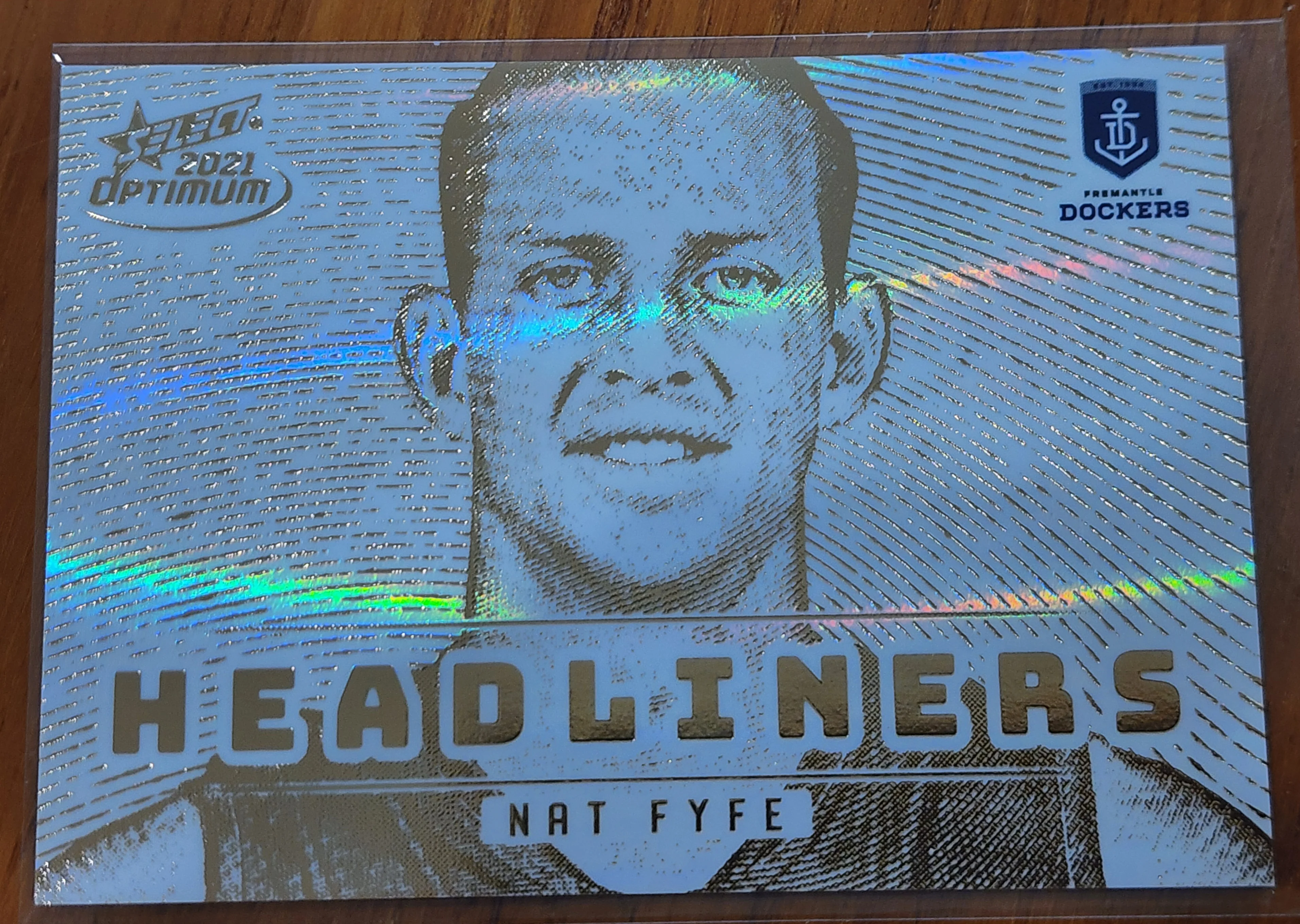 2021 AFL SELECT OPTIMUM GOLD HEADLINERS NAT FYFE FREMANTLE HG6 22/25