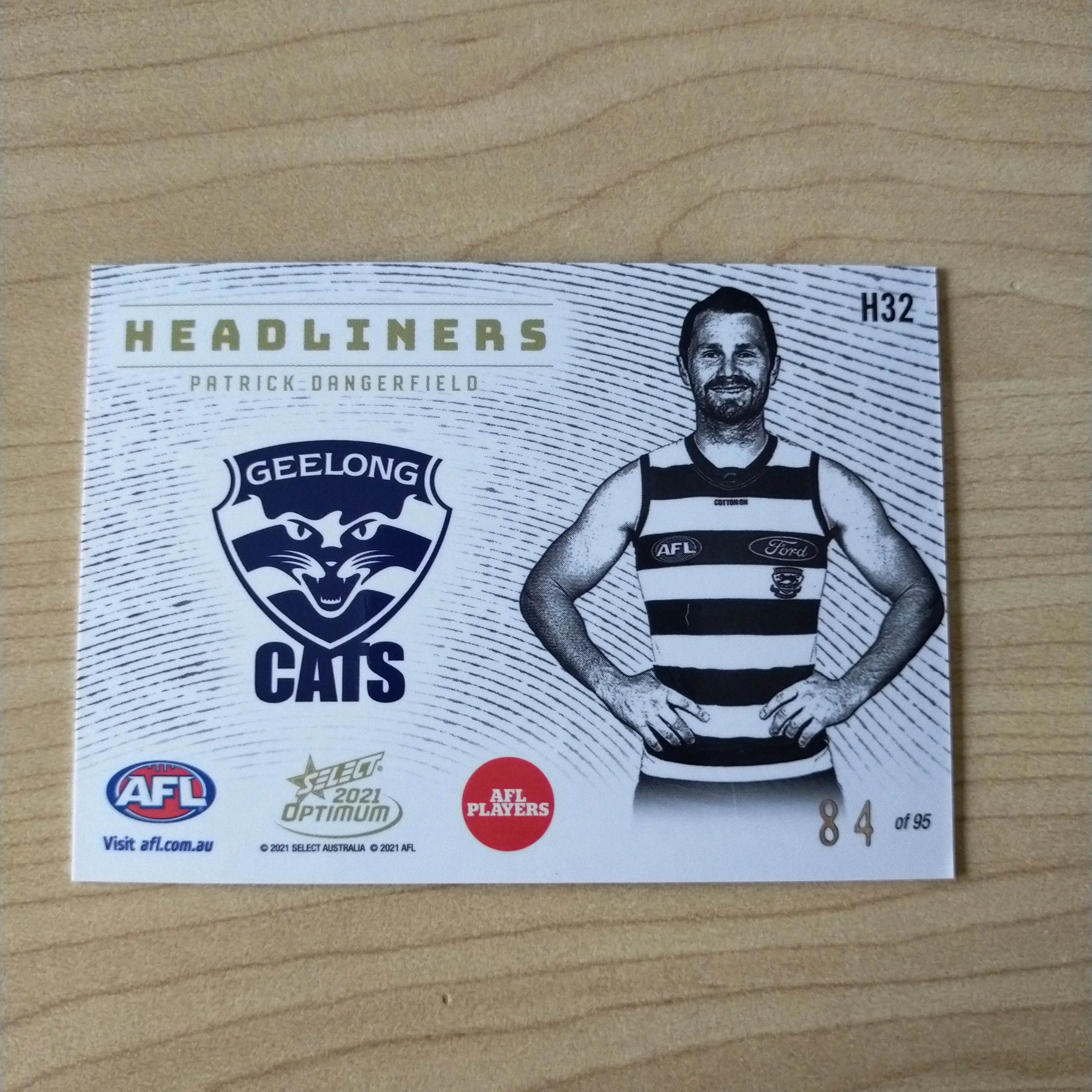 2021 AFL Select Optimum Headliners Patrick Dangerfield Geelong No.84/95 - Image 2