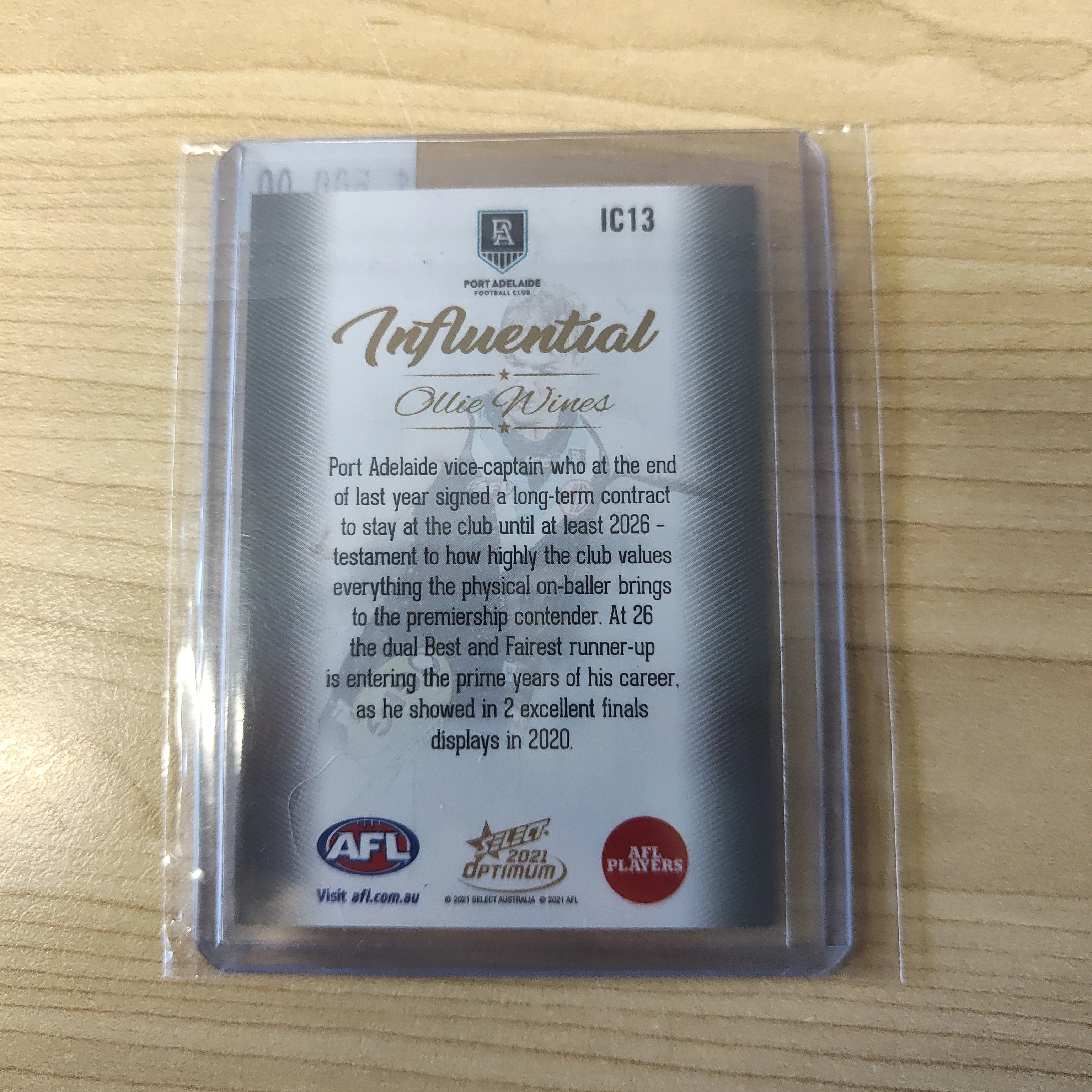 2021 AFL Select Optimum Influential Ollie Wines Port Adelaide 35/40 - Image 2