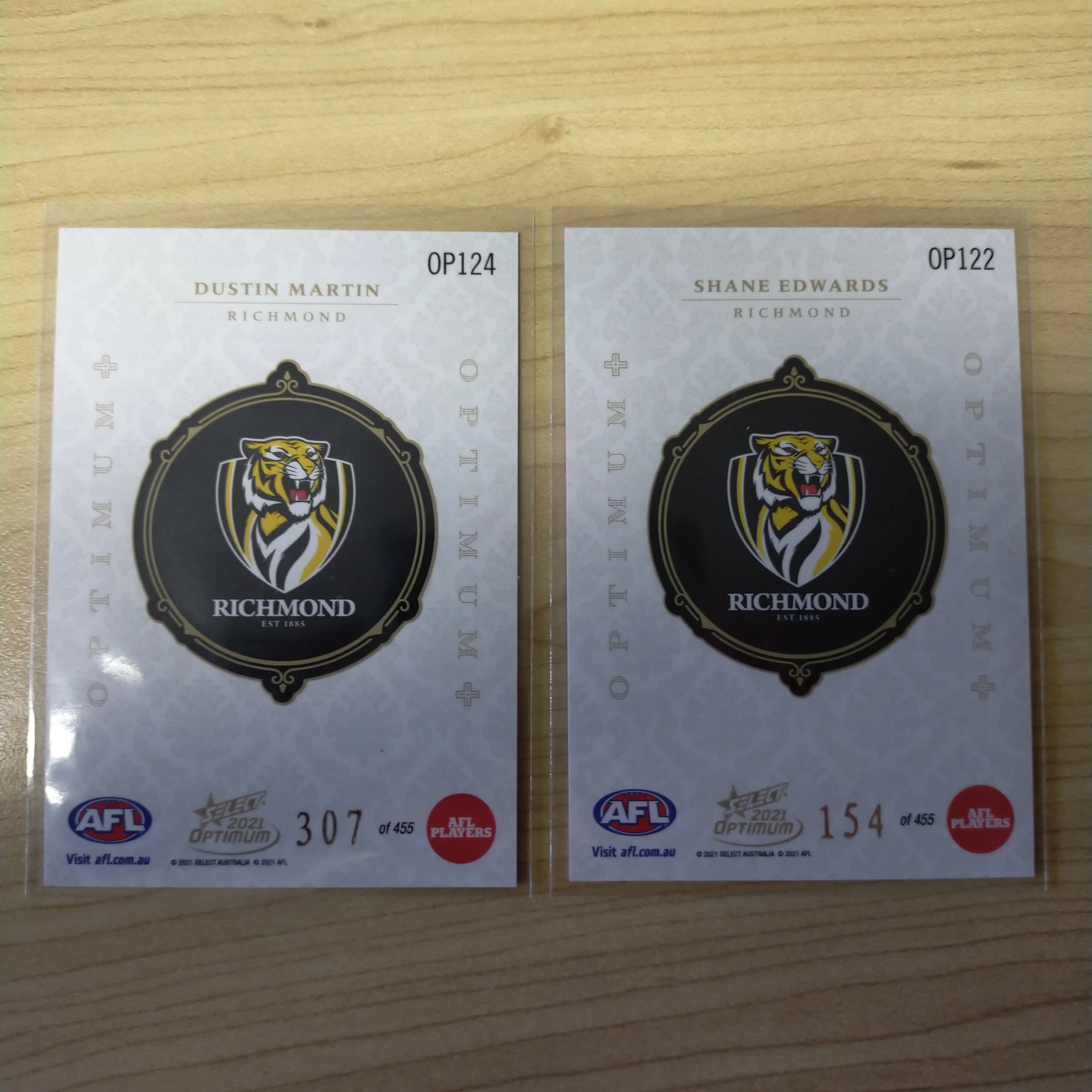 2021 AFL Select Optimum Plus Lot of 4 Richmond Cards - Image 3
