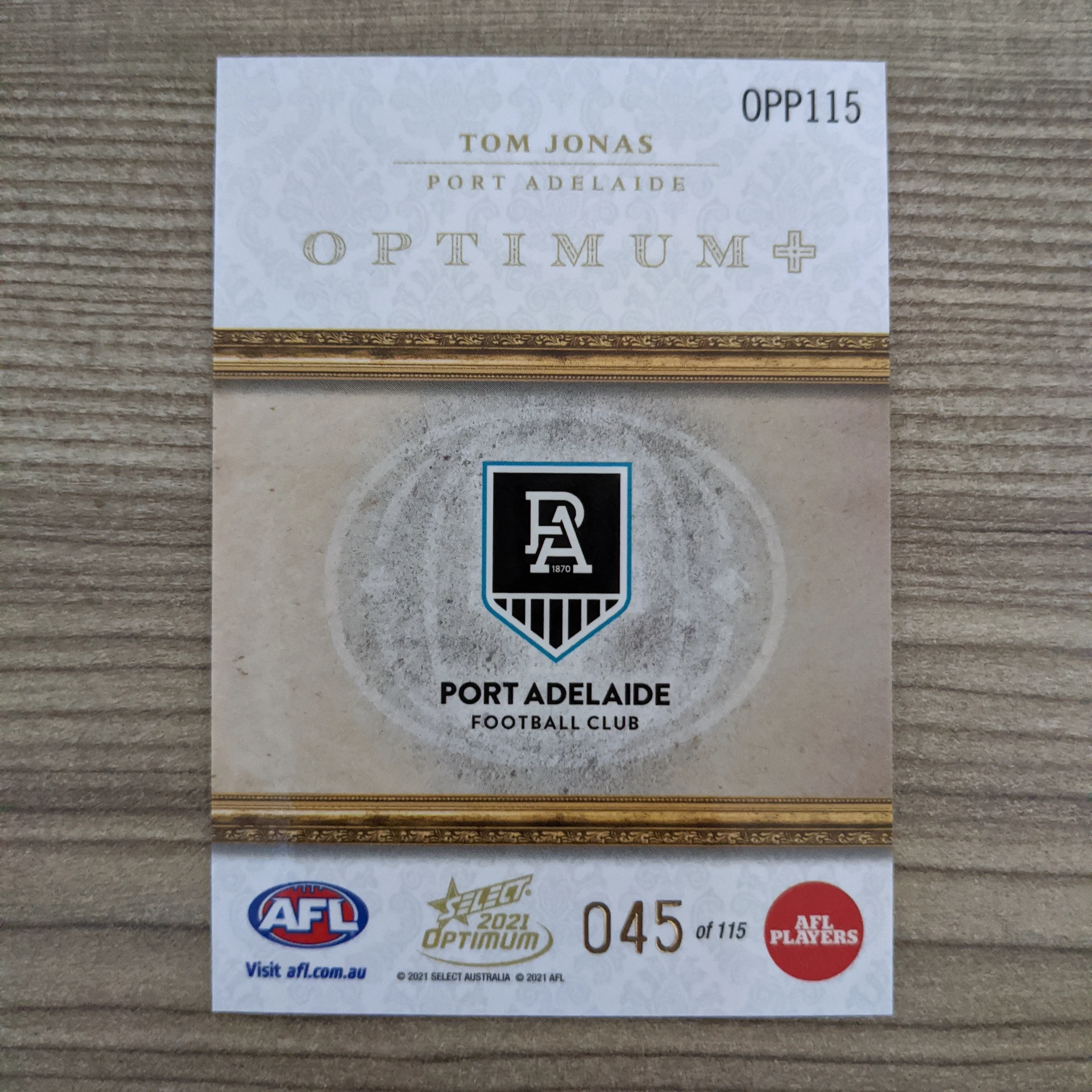 2021 AFL Select Optimum Plus Parallel Tom Jonas Port 45/115 - Image 2