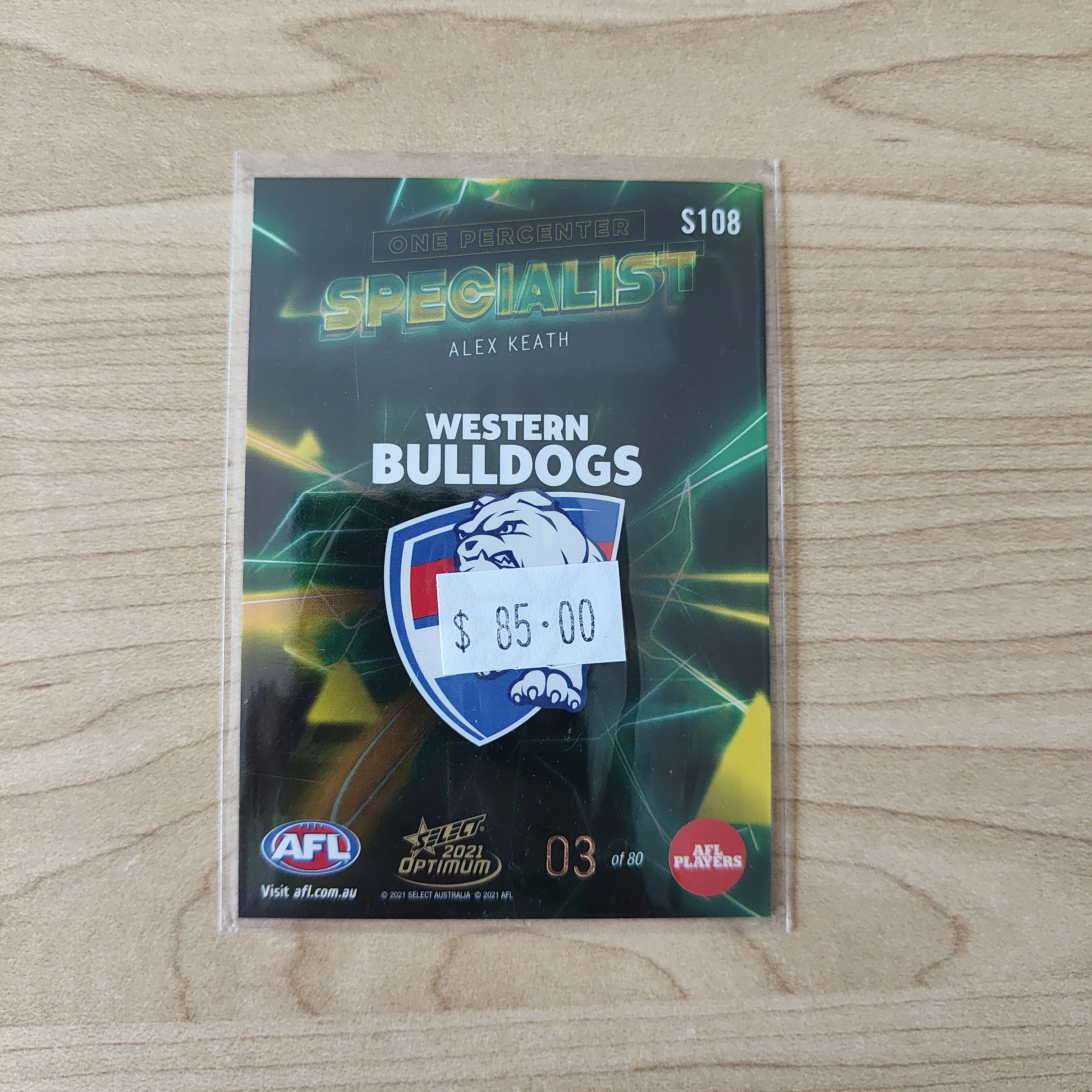 2021 AFL Select Optimum Specialist Alex Keath Western Bulldogs LOW NUMBER No.03/80 - Image 2