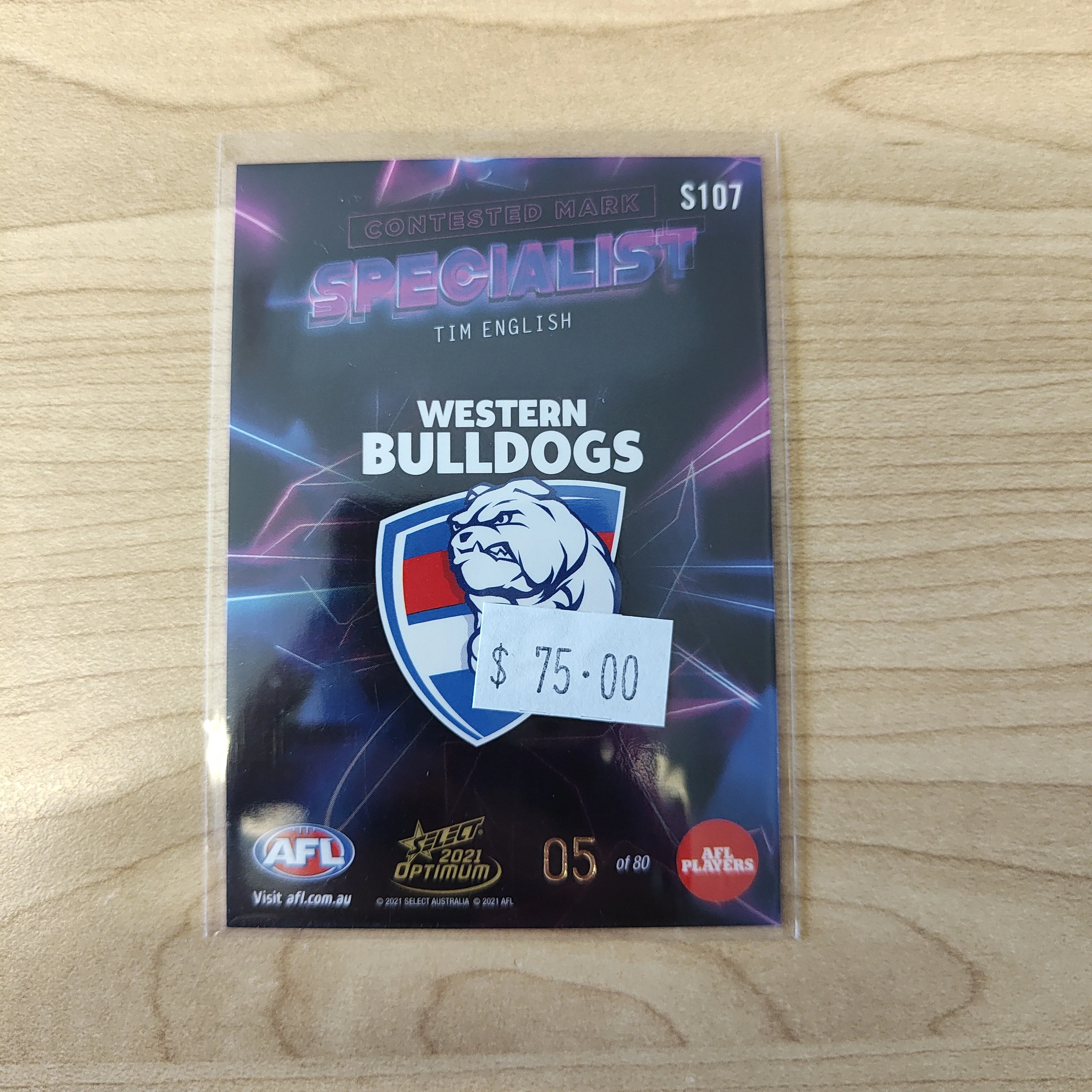 2021 AFL Select Optimum Specialist Tim English Western Bulldogs LOW NUMBER No.05/80 - Image 2