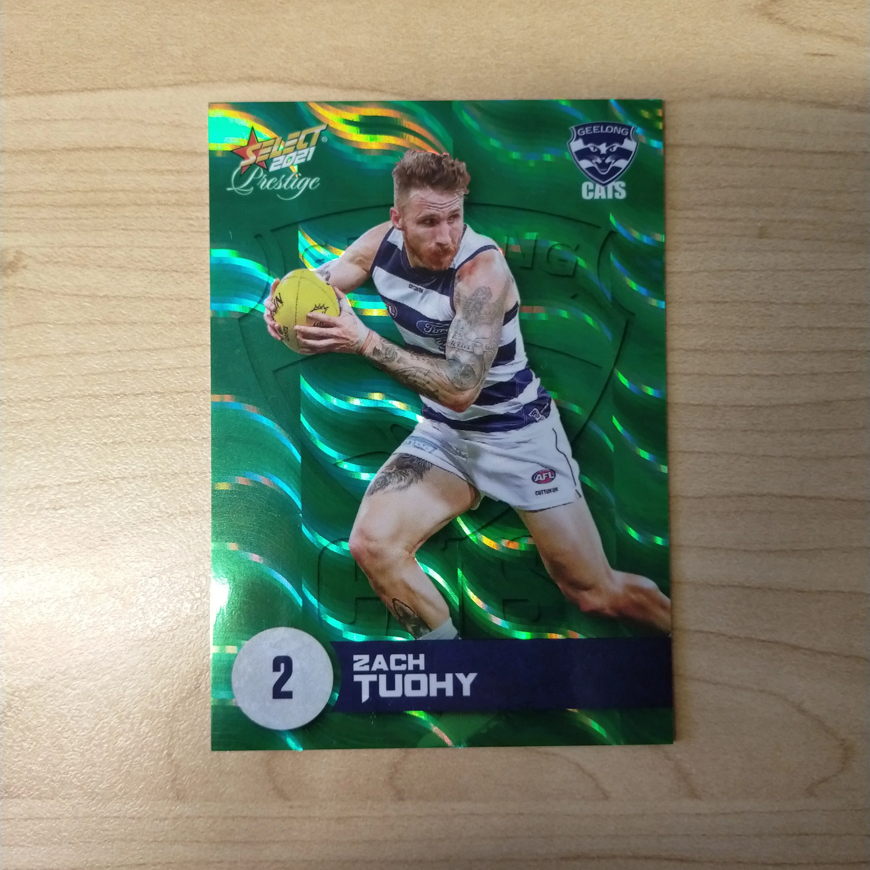 2021 AFL Select Prestige Green Parallel Zach Tuohy Geelong No.22/60