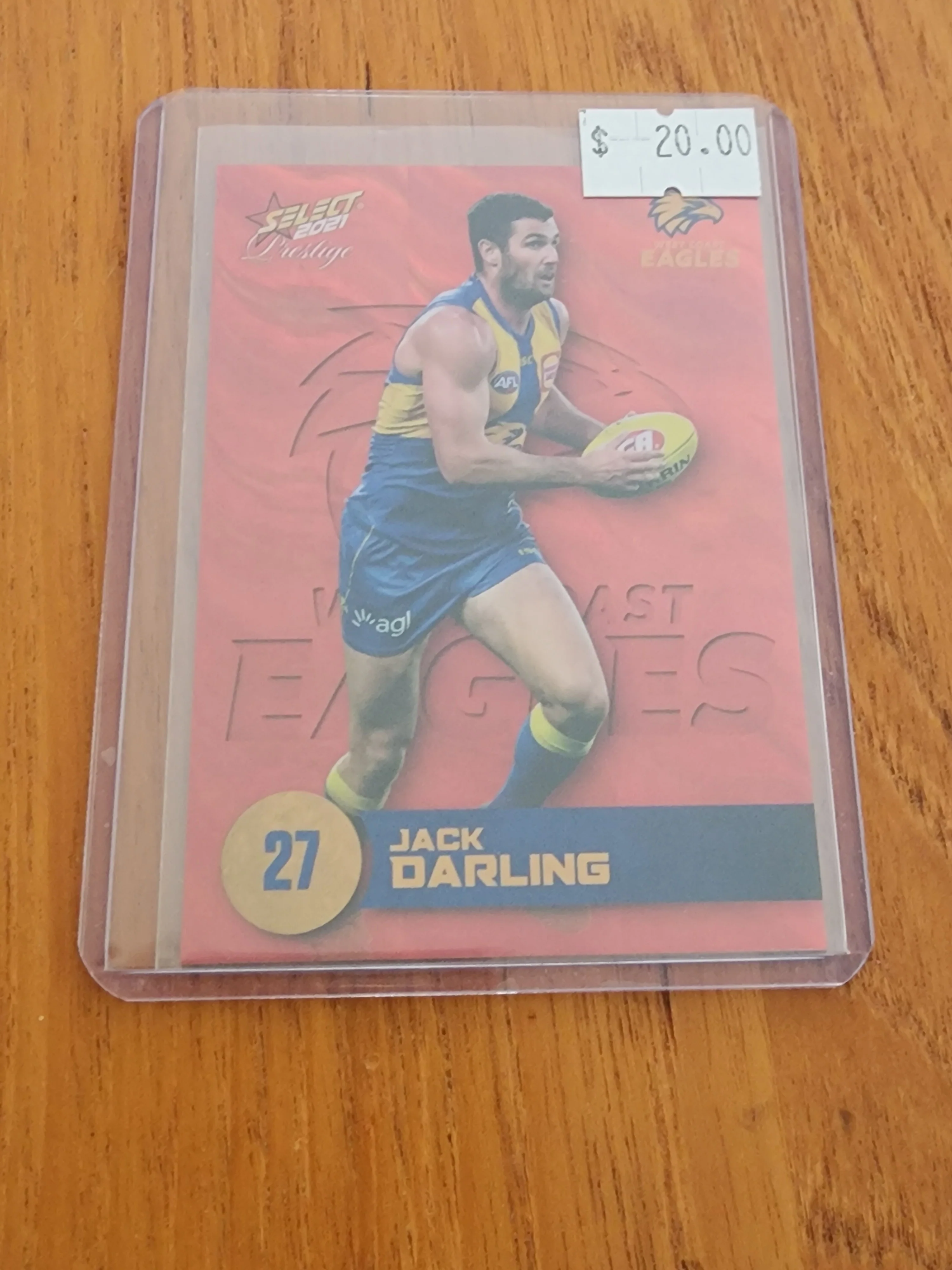 2021 AFL Select Prestige Red Parallel West Coast Jack Darling 156/210 - Image 2