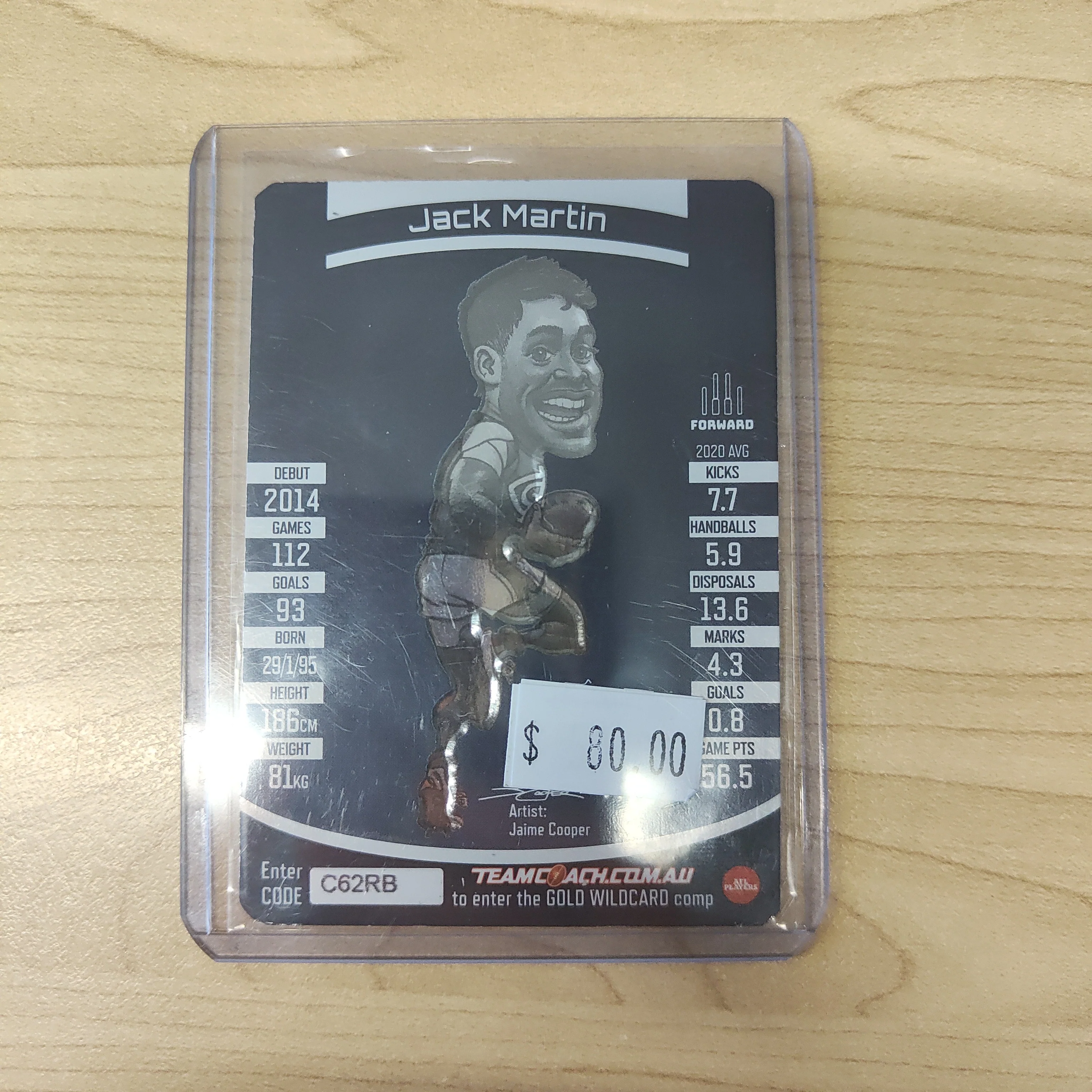 2021 AFL Teamcoach Gold Magic Wildcard MW-03 Jack Martin Carlton - Image 2