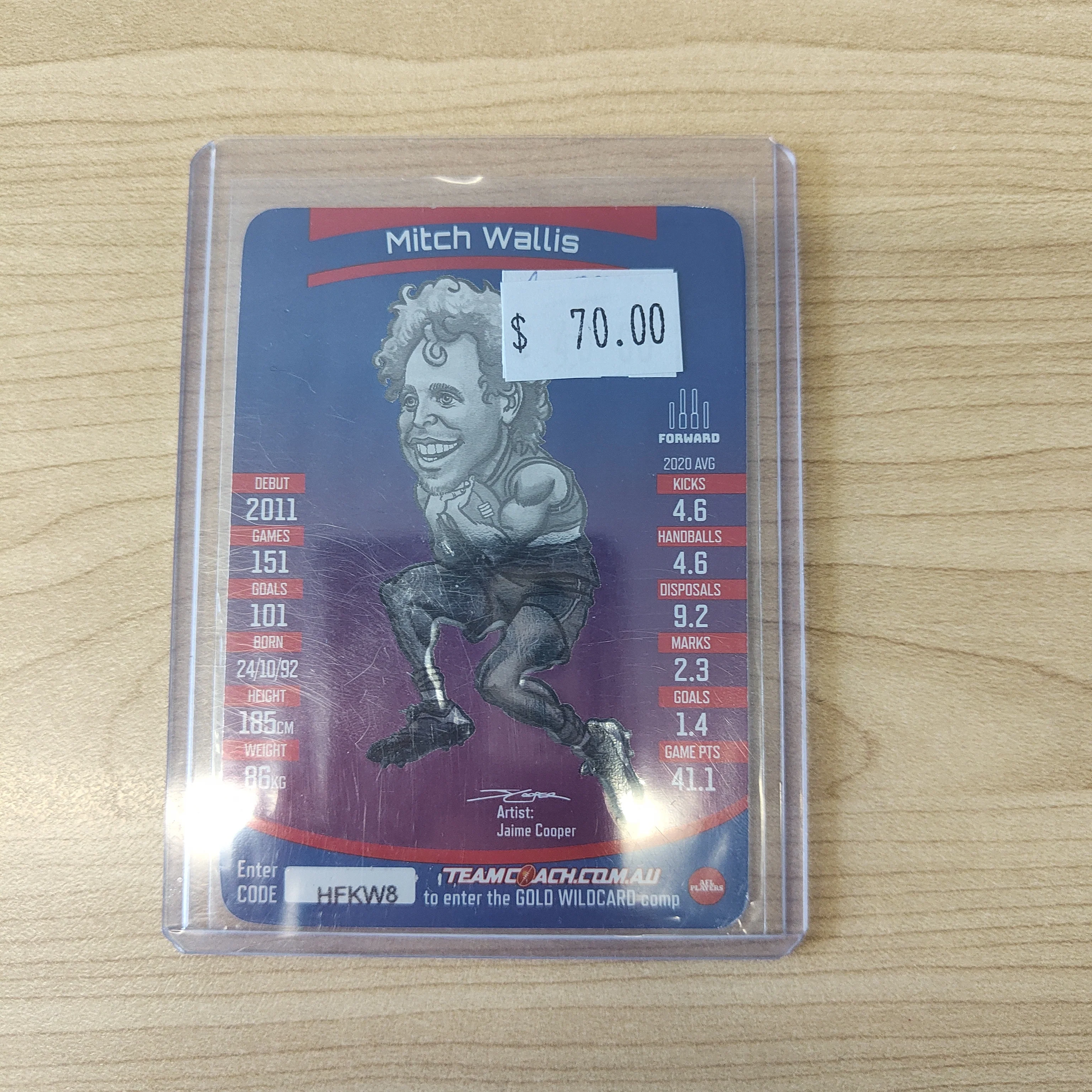 2021 AFL Teamcoach Gold Magic Wildcard MW-18 Mitch Wallis Western Bulldogs - Image 2