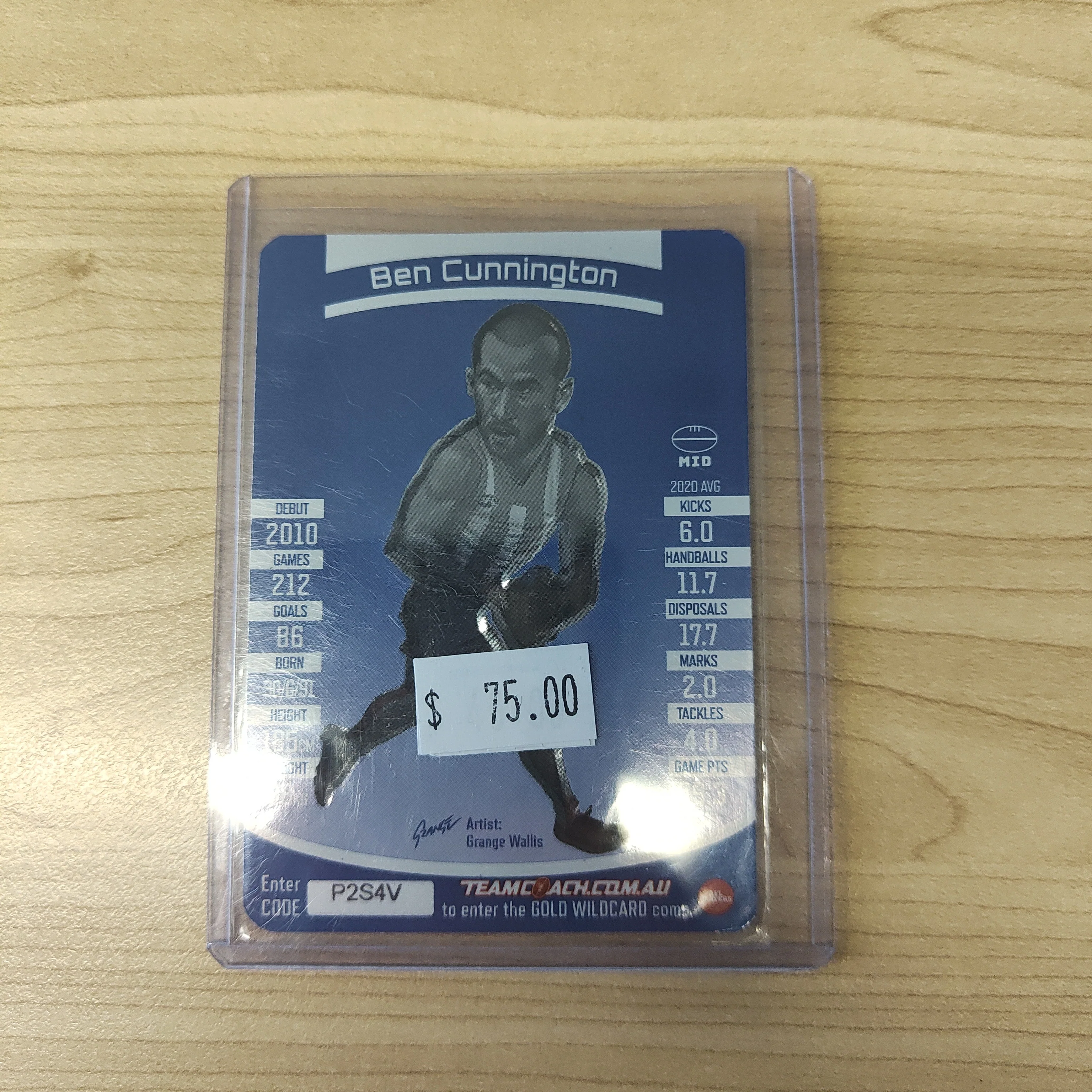 2021 AFL Teamcoach Gold Star Wildcard SW-12 Ben Cunnington North Melbourne - Image 2