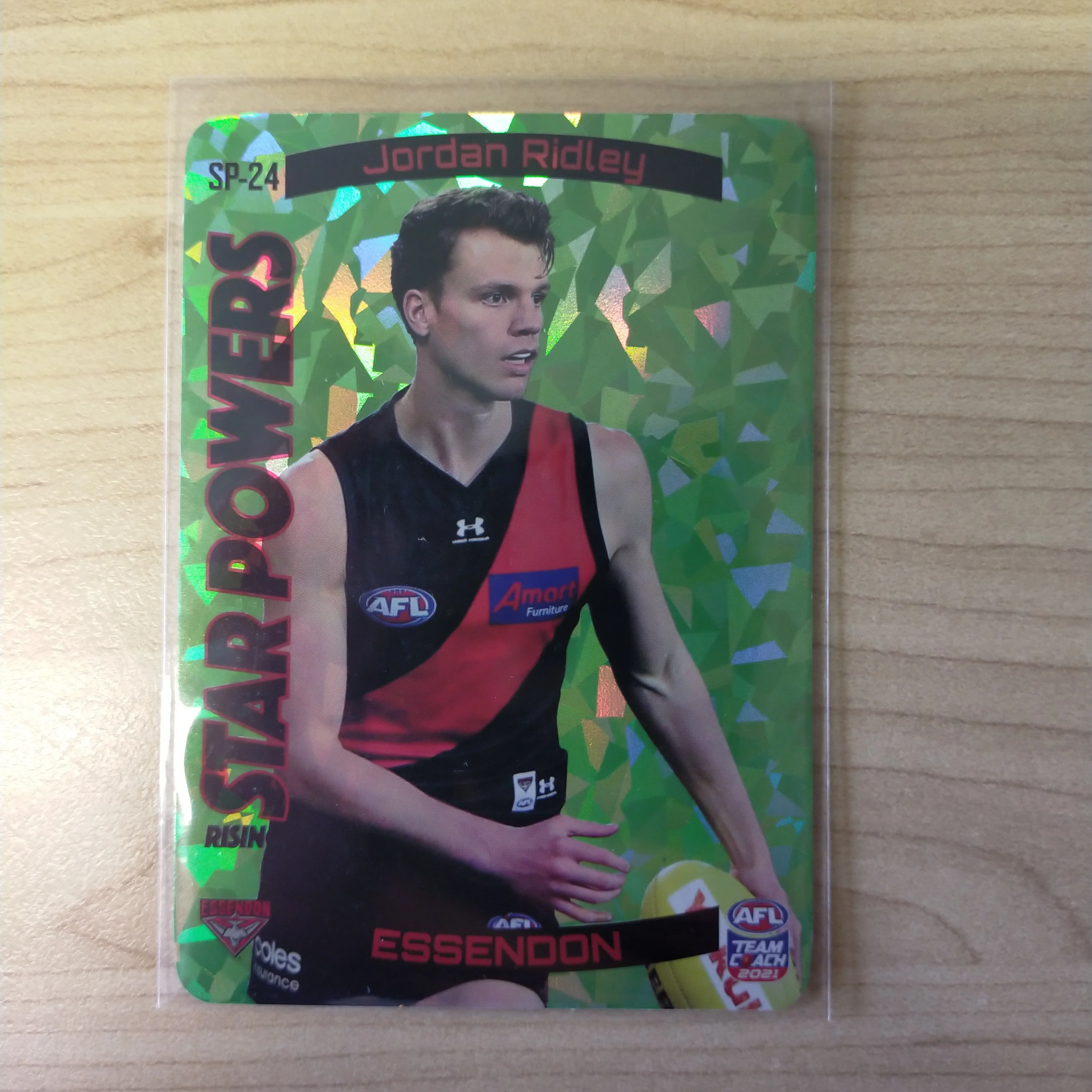 2021 AFL Teamcoach Green Star Powers Jordan Ridley Essendon SP-24