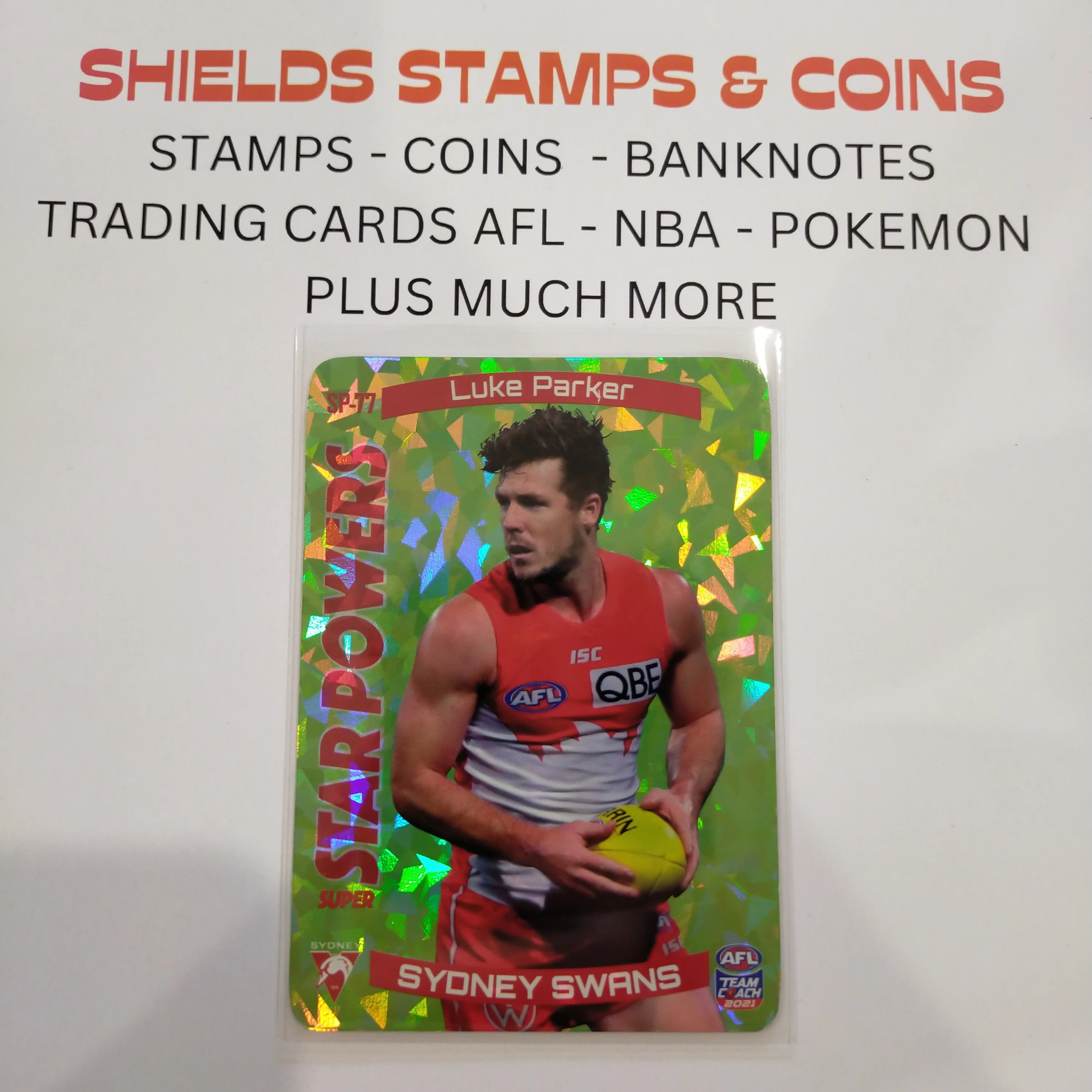 2021 AFL Teamcoach Green Star Powers Luke Parker Sydney SP-77