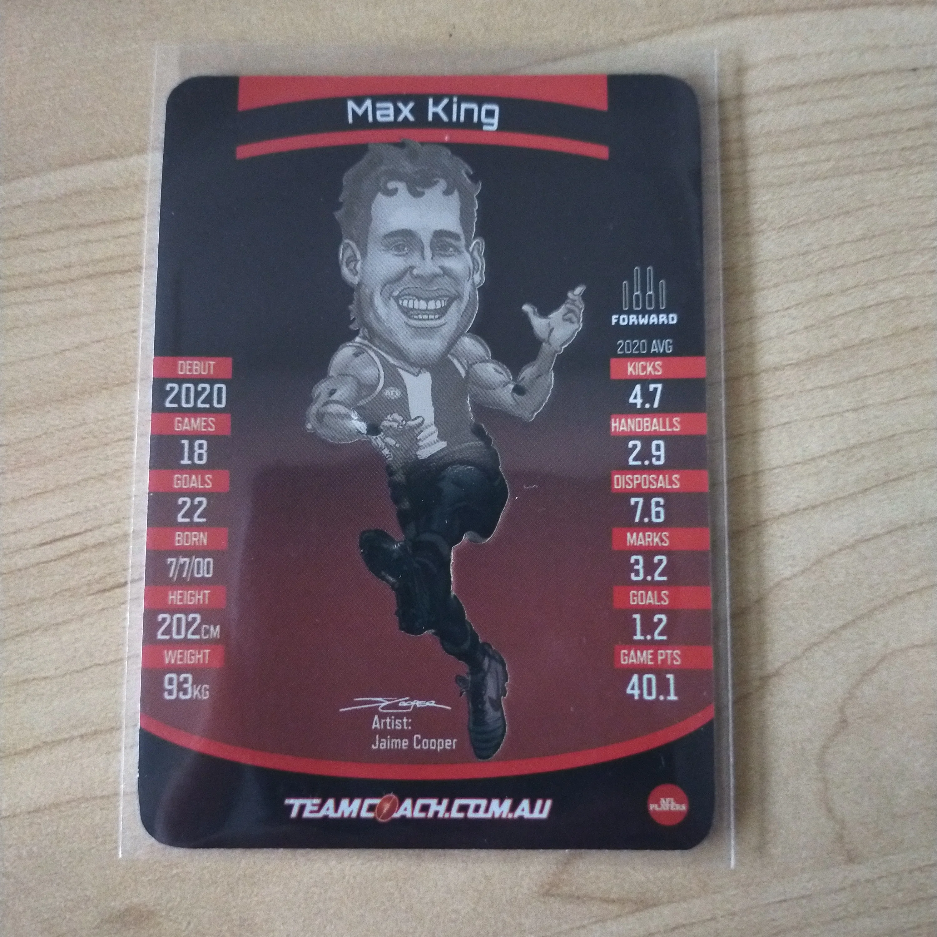 2021 AFL Teamcoach Magic Wildcard Max King St Kilda MW-15 - Image 2